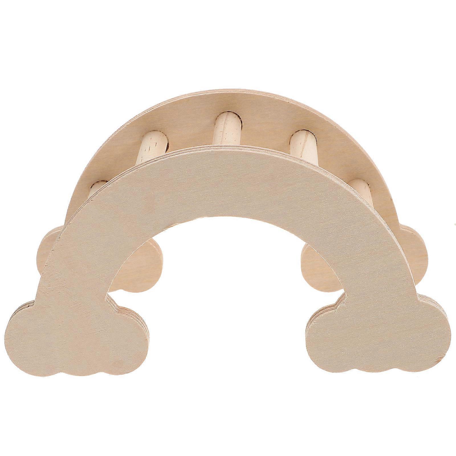 Hamster Climbing Toy Arch Shape Ladder Made Of Premium Wood Perfect For Pet Entertainment In A Khaki Color 1Pcs