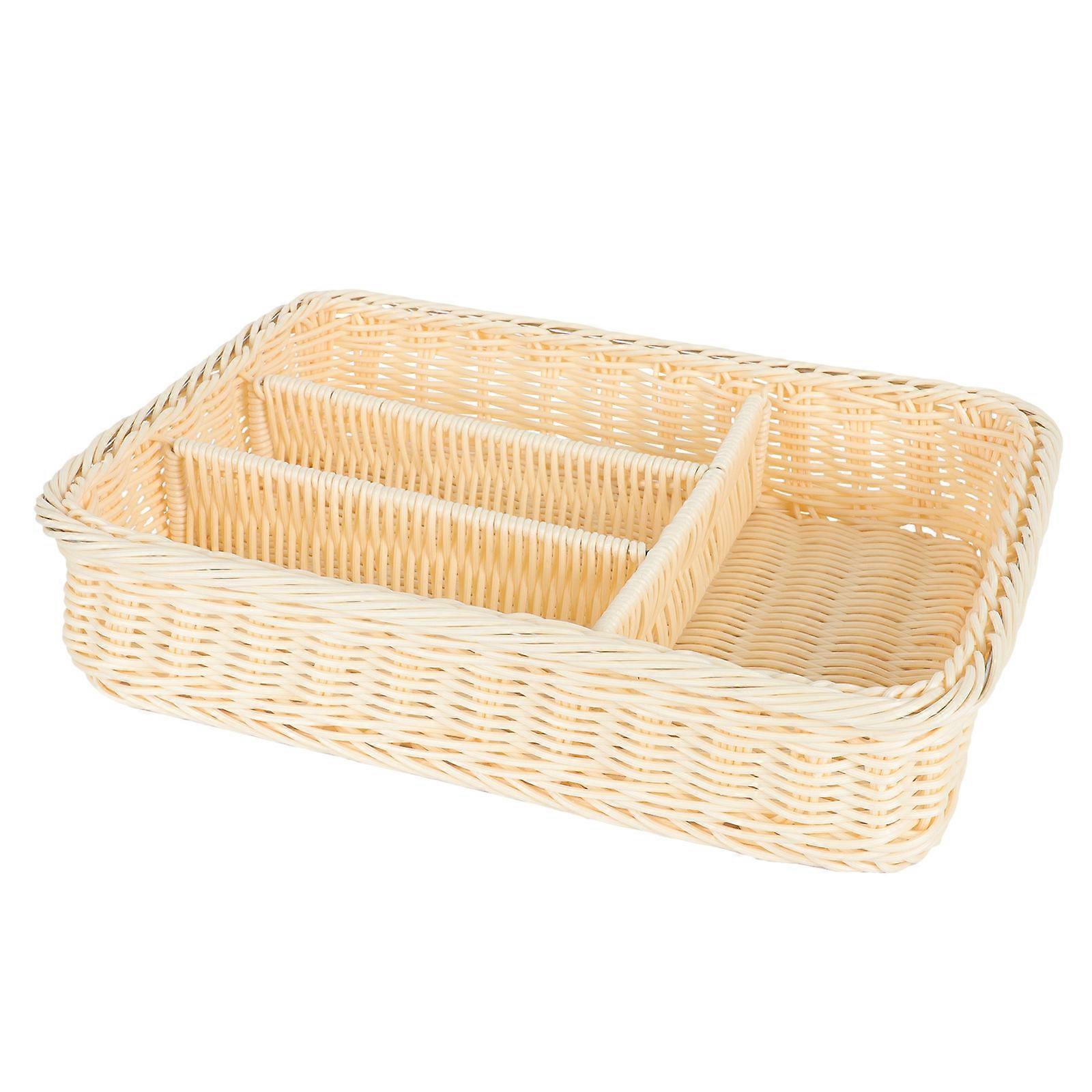 Simulated Rattan Basket PP 1Pcs Beige Clutter- Storage Basket Organizer