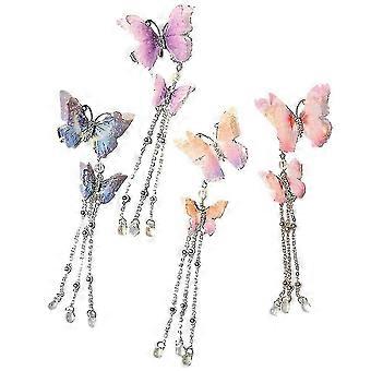 4pcs Schmetterling Haarspangen mit Quasten - Stilvolle Metallspangen für Mädchen &