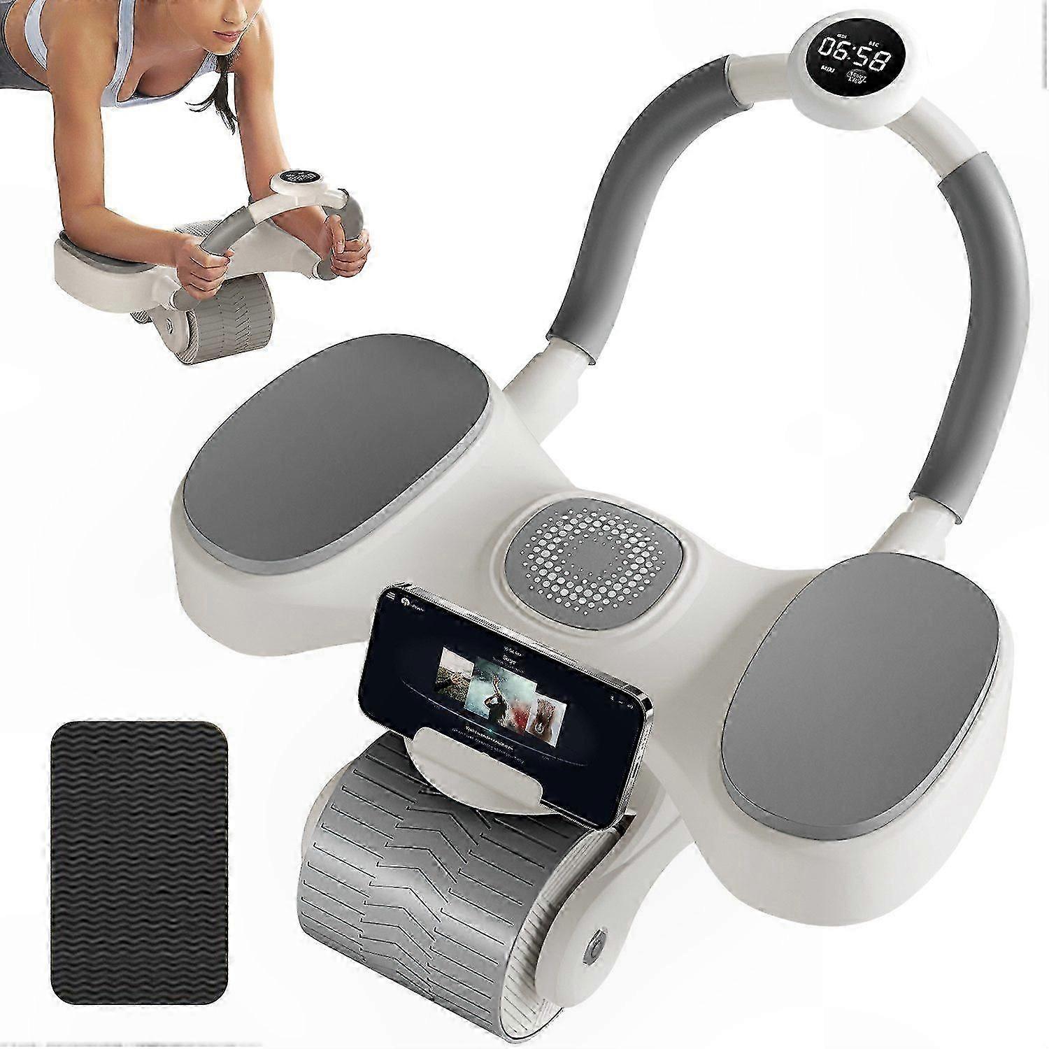Double Wheel Ab Roller for Core Strength Training with Automatic Rebound Function