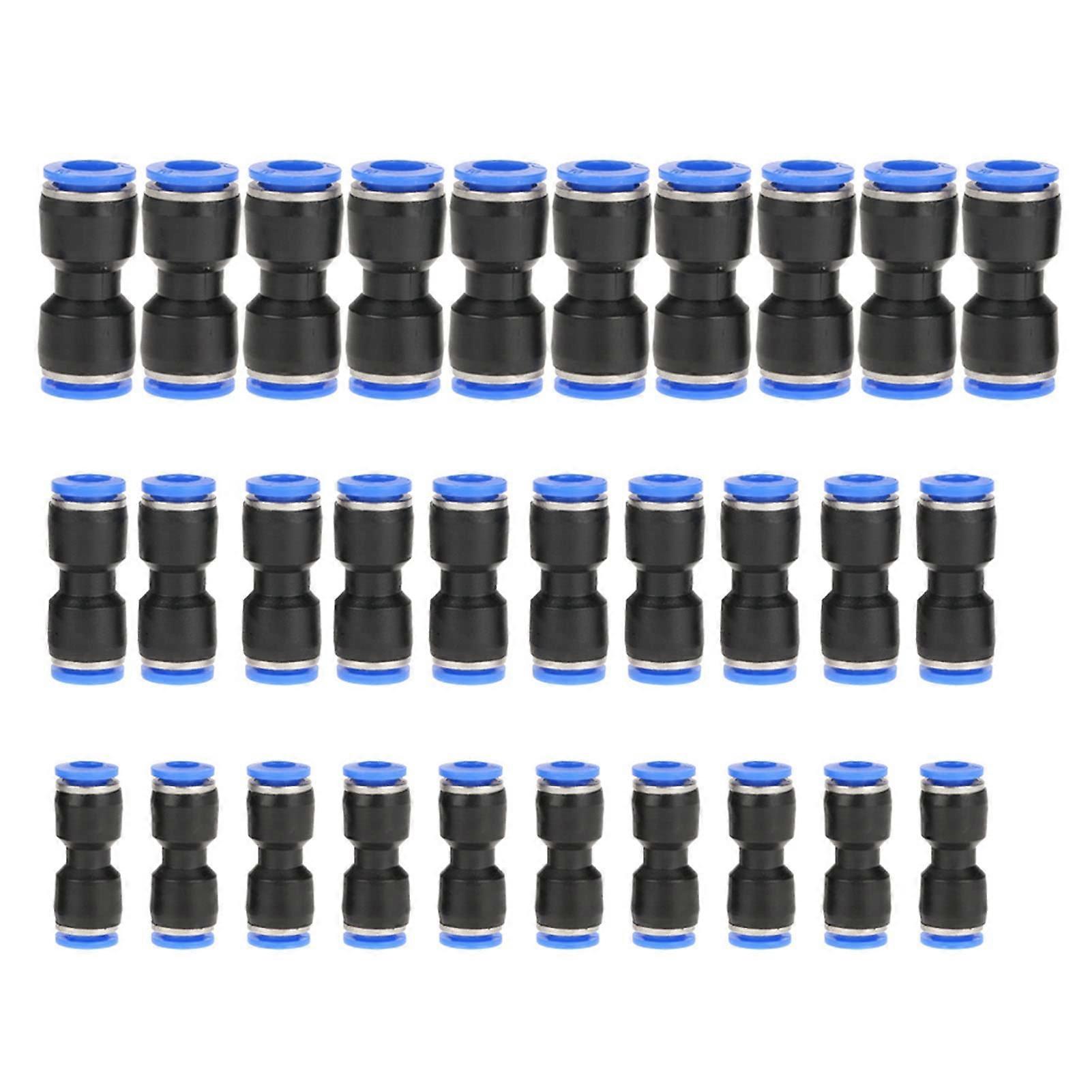 Push-To-Connect Fittings Straight Pneumatic Quick-Release Air Line Connections 1/4 In, 5/16 In, 3/8 In 30 Pieces