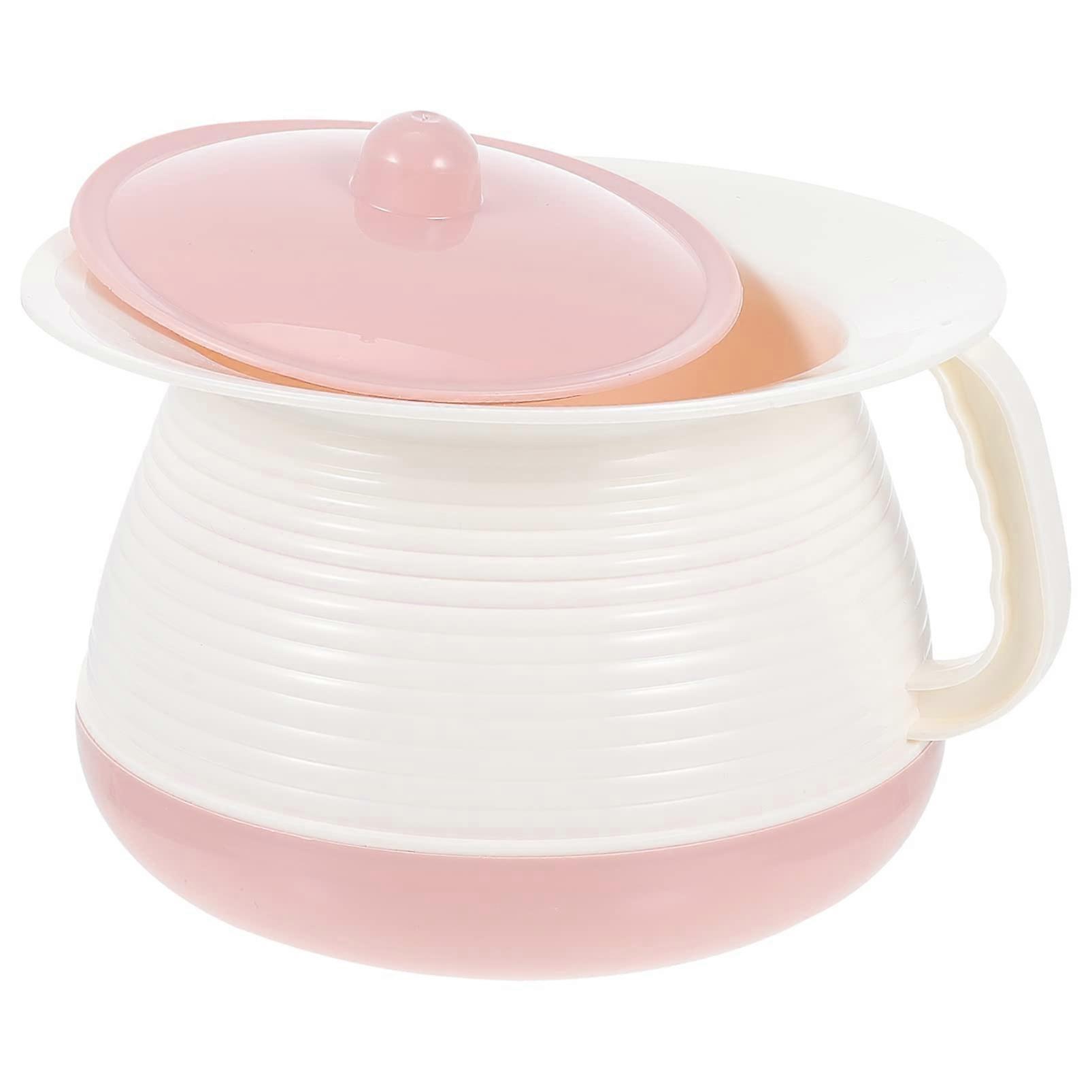 Practical chamber pot with lid for elderly people and plastic urinal portable toilet for patients and night use.