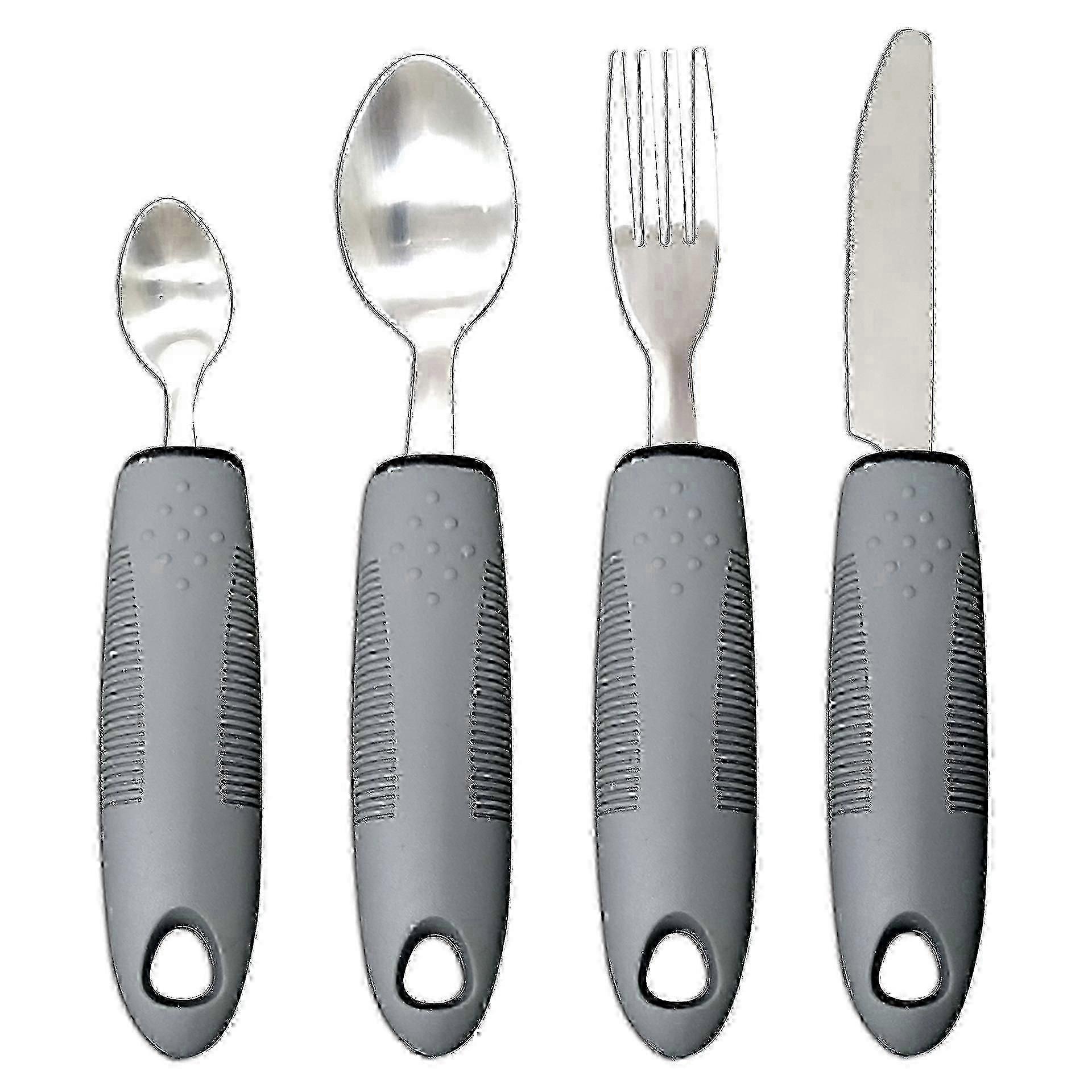Stable Grip Fork and Spoon Set for Seniors and Disabled Users - Grey餐具套装