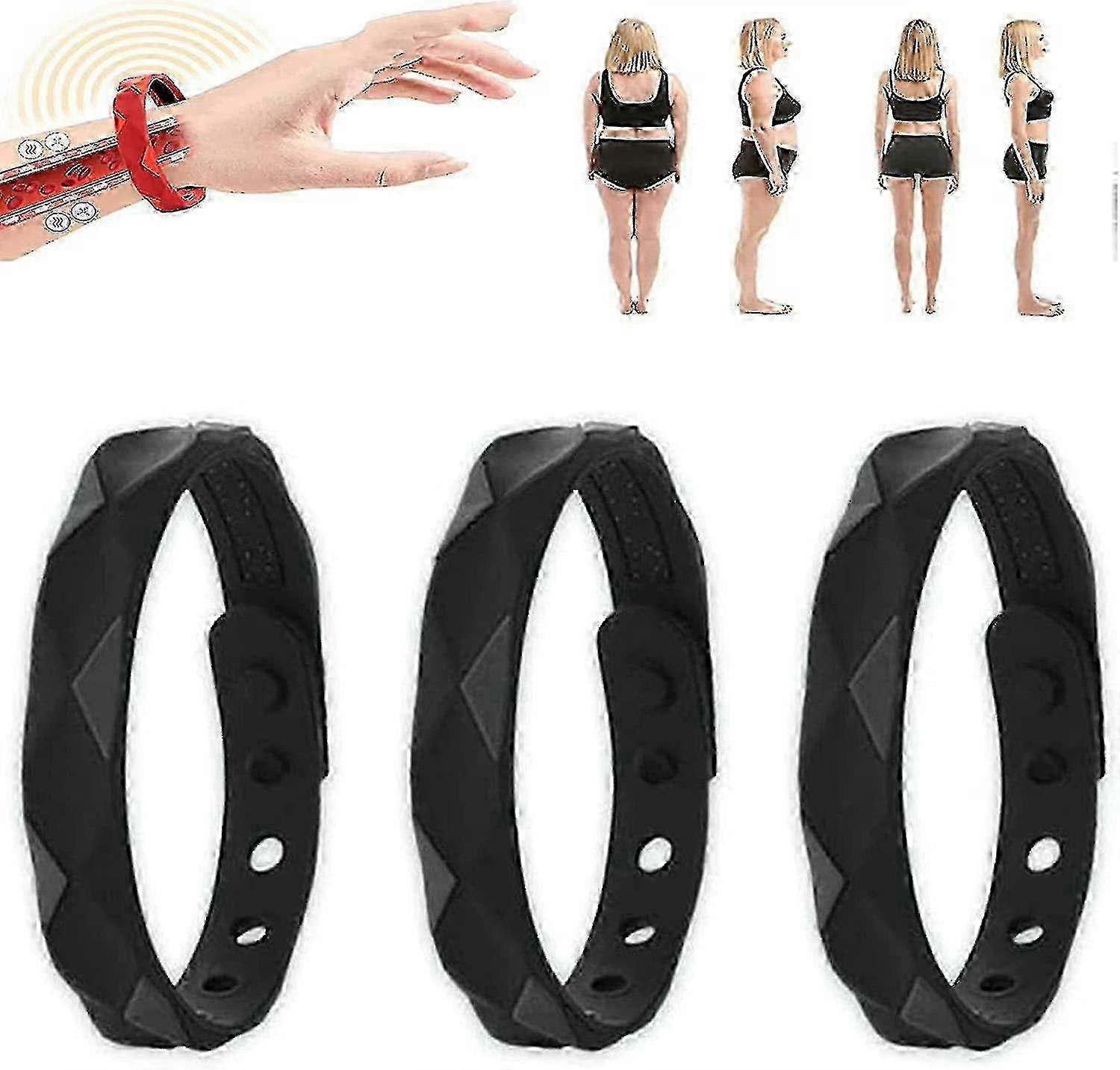 3-pack Redup negative ion wristband, far infrared anti-static, sports bracelet for lymphatic drainage, magnetic bracelet to promote blood circulation