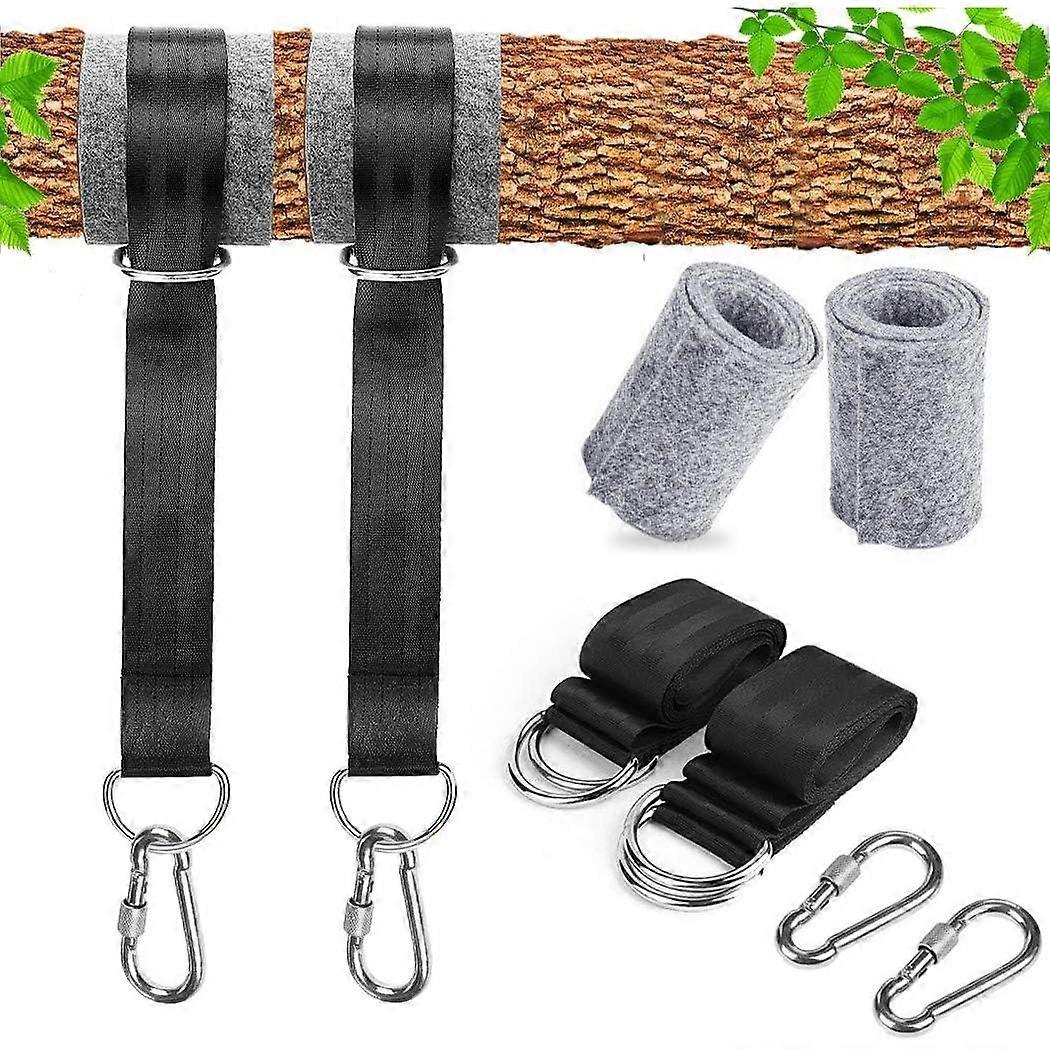 Swing accessory, hammock accessory suitable for 2 x 150 cm trees with 2 sturdy carabiners and D-rings, with storage bag, tree protection pad.