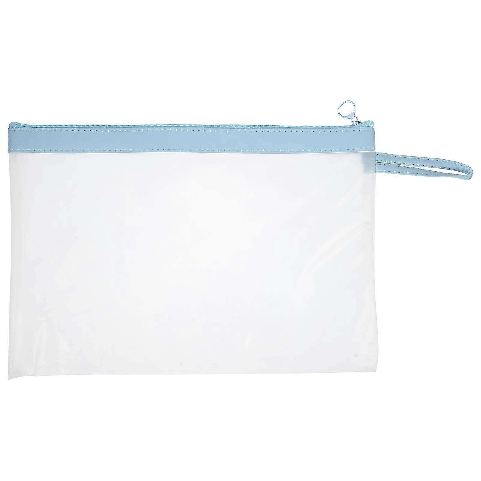 File Folder with Zipper for Student Use Blue Mesh Material Document Organization 1Pack