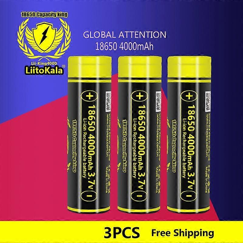 3pcs LiitoKala Lii-King4000 υψηλότερη ικανότητα 18650 4000mAh μπαταρία αρχική 3.6V επαναφορτιζόμενη νυχτερίδα