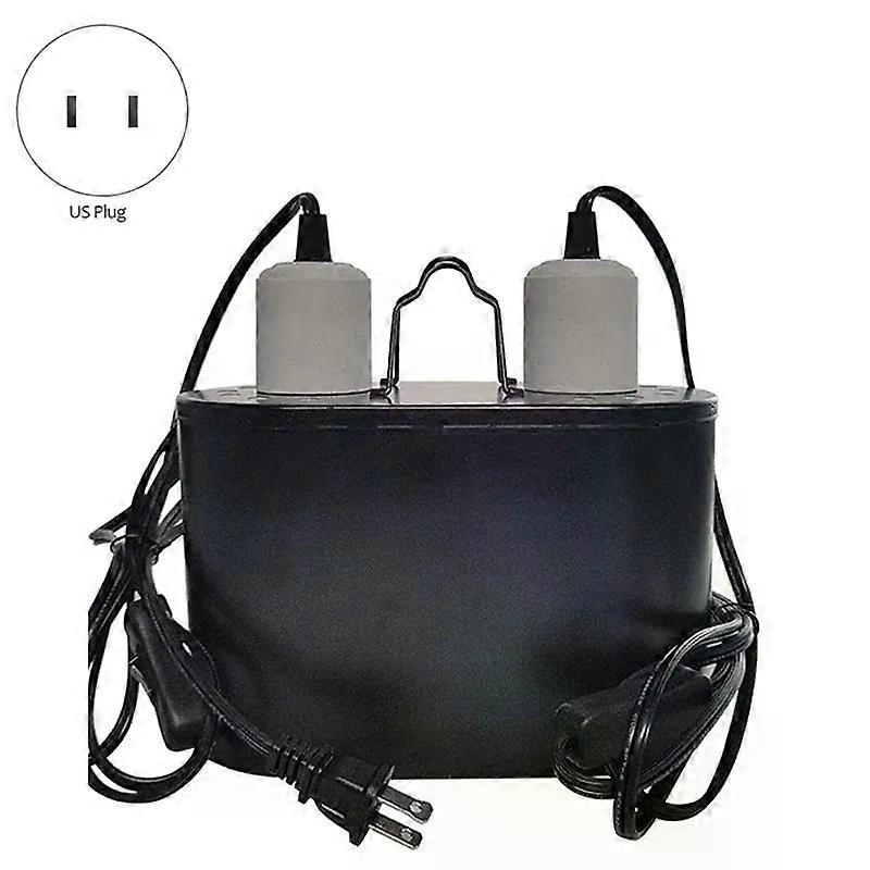 HGHO 1 Piece Dual Reptile Light Fixture Dual Heating Lamp UVB Light Fixture For Reptile Dome Heat Lighting Lamp Combo Kit US Plu