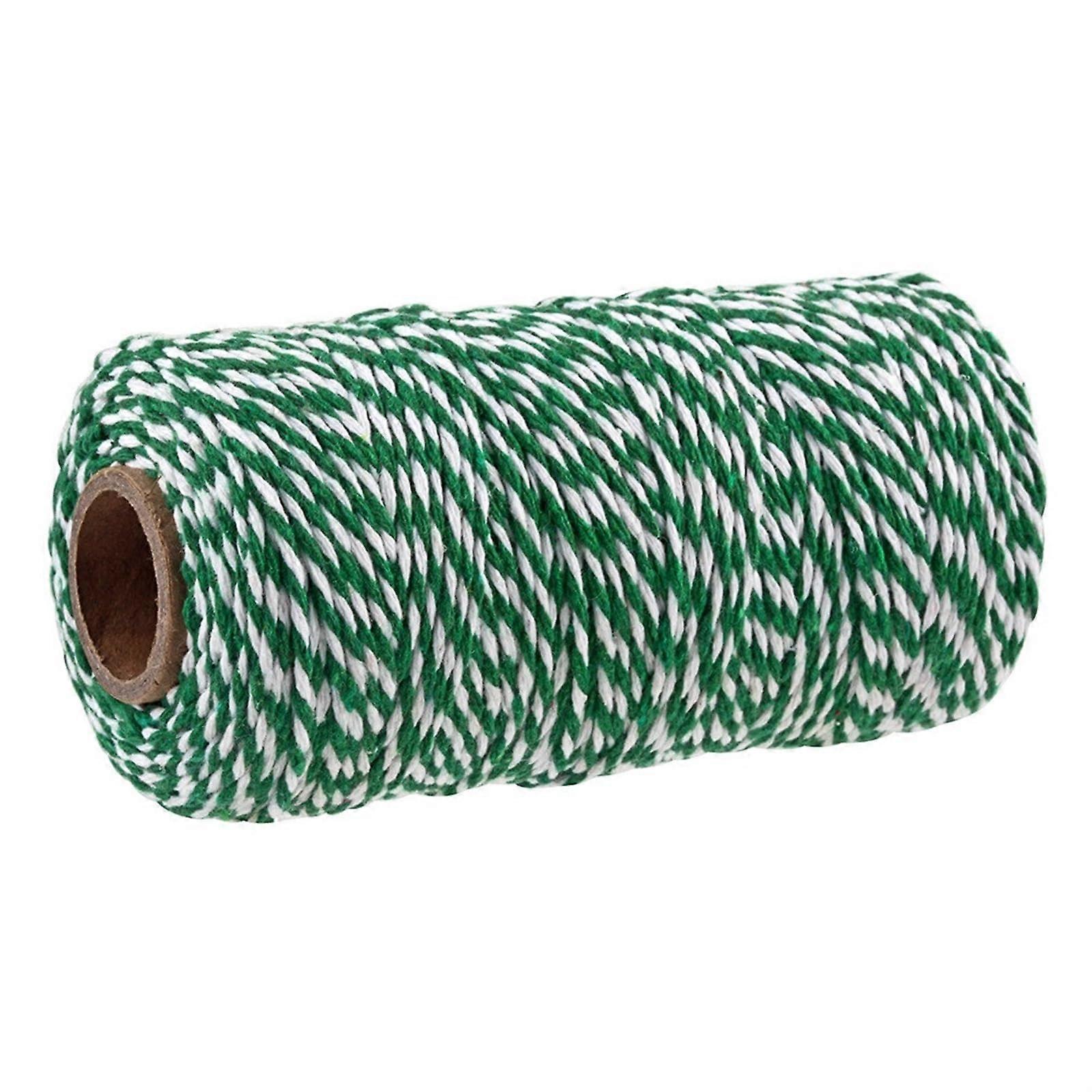 Cotton Twine 100M Roll, Macrame Cord, DIY Craft String for Gift Wrapping and Decor, Green White