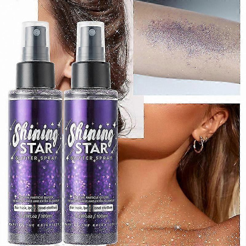 Sparkling Glitter Spray for Hair & Body, Purple Shimmer Mist, Waterproof Long-Lasting Stage Makeup Solution