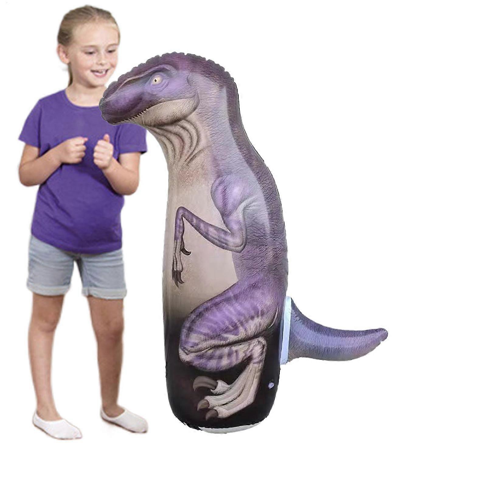 Dinosaur Punching Bag For Kids 37 Inch Velociraptor Boxing Toy With Bounce Back, Toddler Exercise Tool