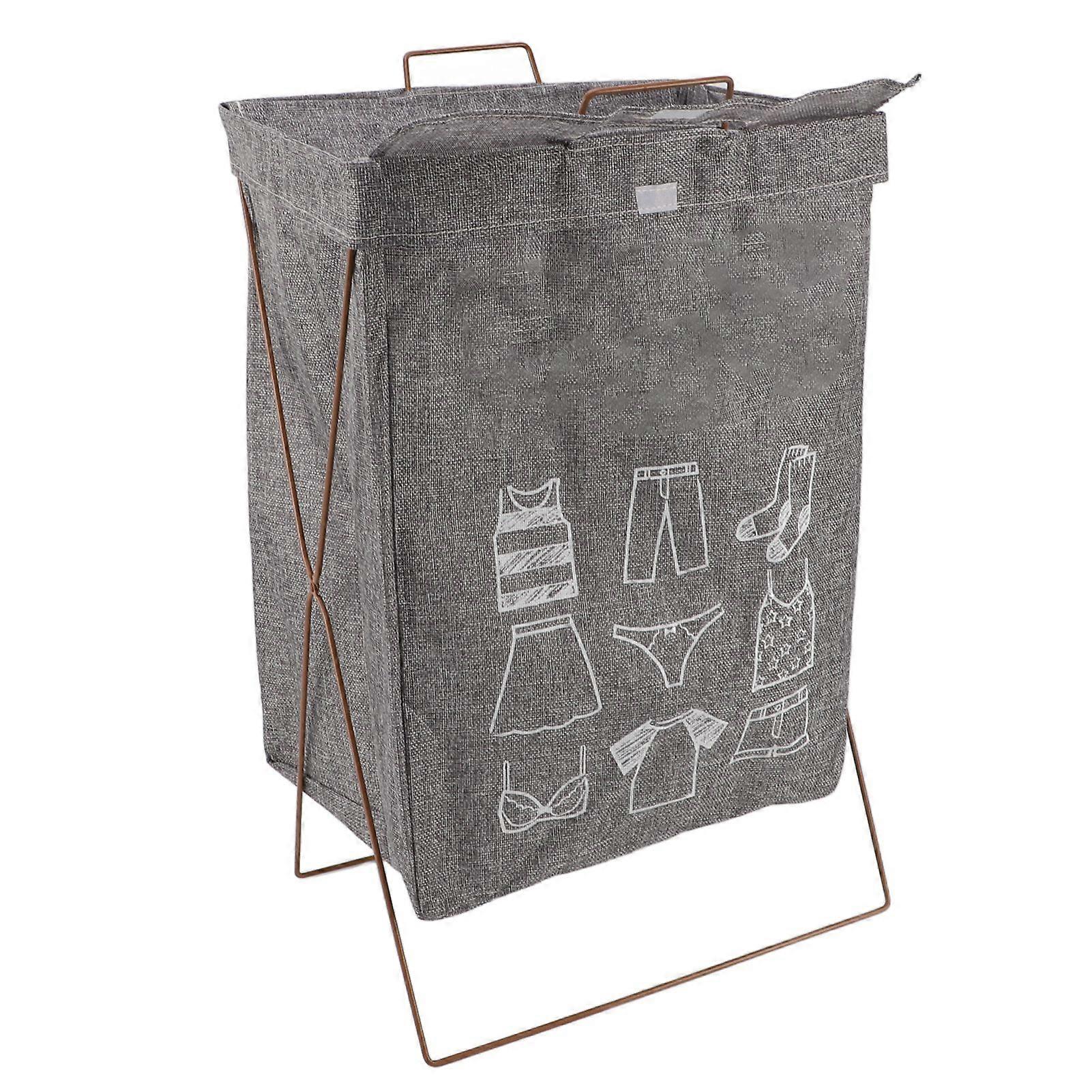 Iron Frame Foldable Laundry Basket Type C Large Cotton Linen Storage