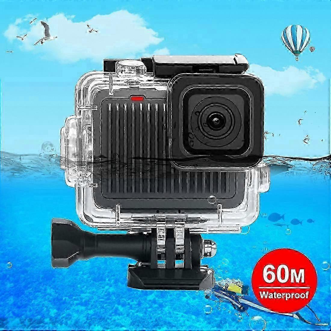 Transparent Waterproof Protective Case for 4K Action Camera, 60m/196ft Depth Rating with Mount & Screw Accessory