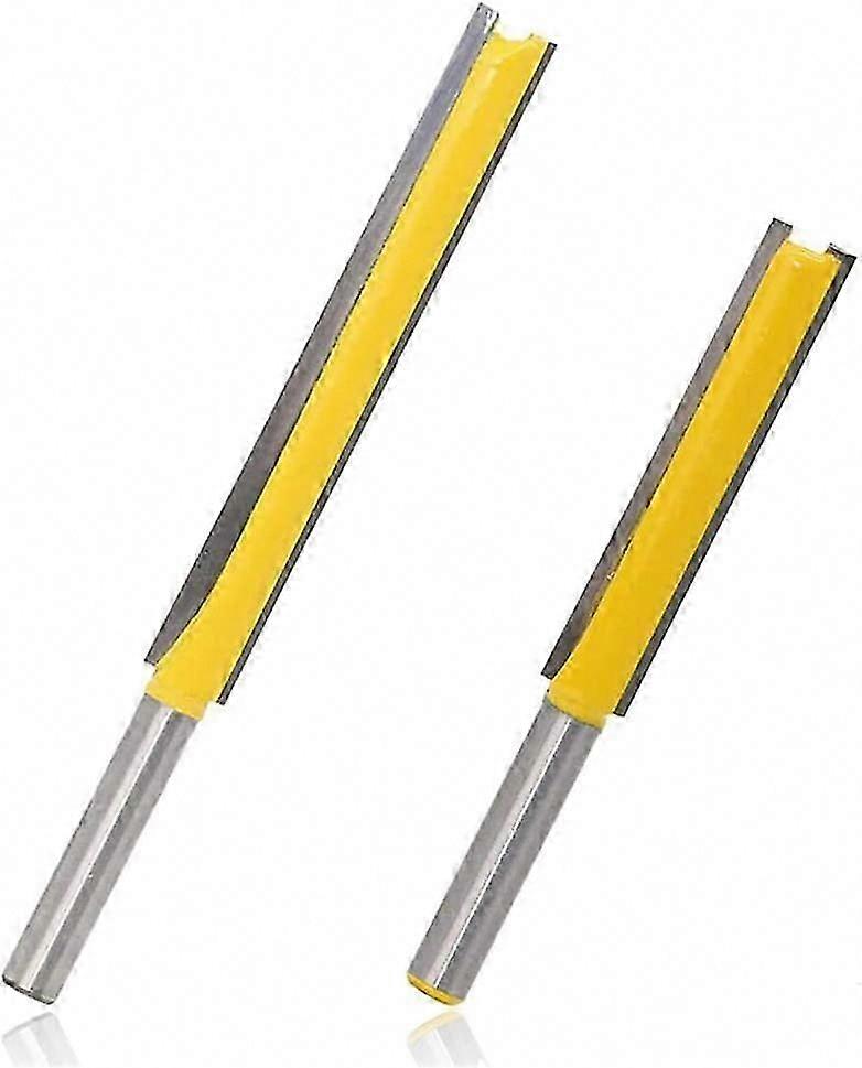 Extra Long Straight Router Bit Set, 1/4-Inch Shank Double Flute Straight Grooving Bits for Wood Trimming and Milling Tools with 2" & 3" Cutting Length