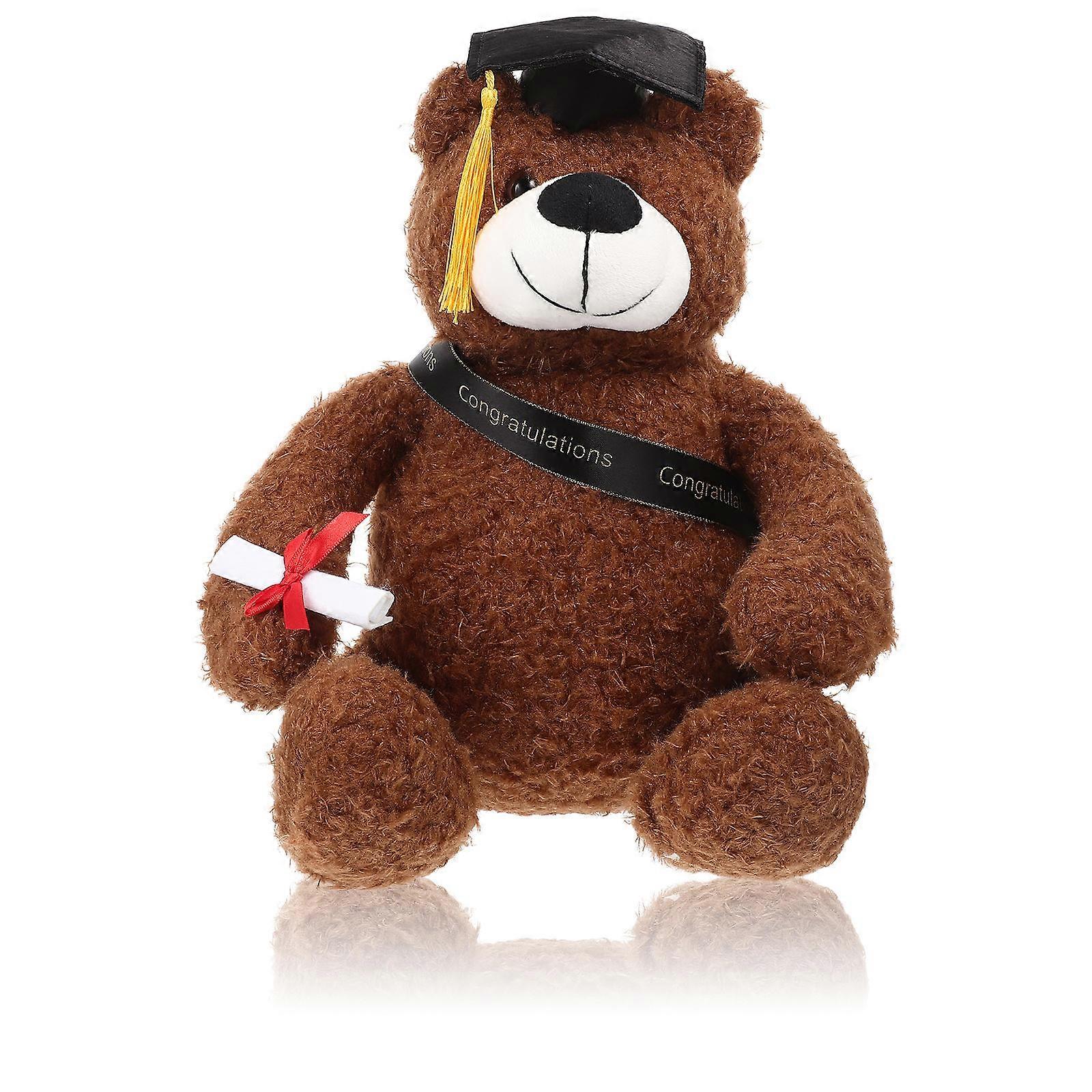 Graduation Stuffed Toy Graduation Bear Plush Doll Decoration Assorted Color Made of Pp Cotton and Plush 1Set