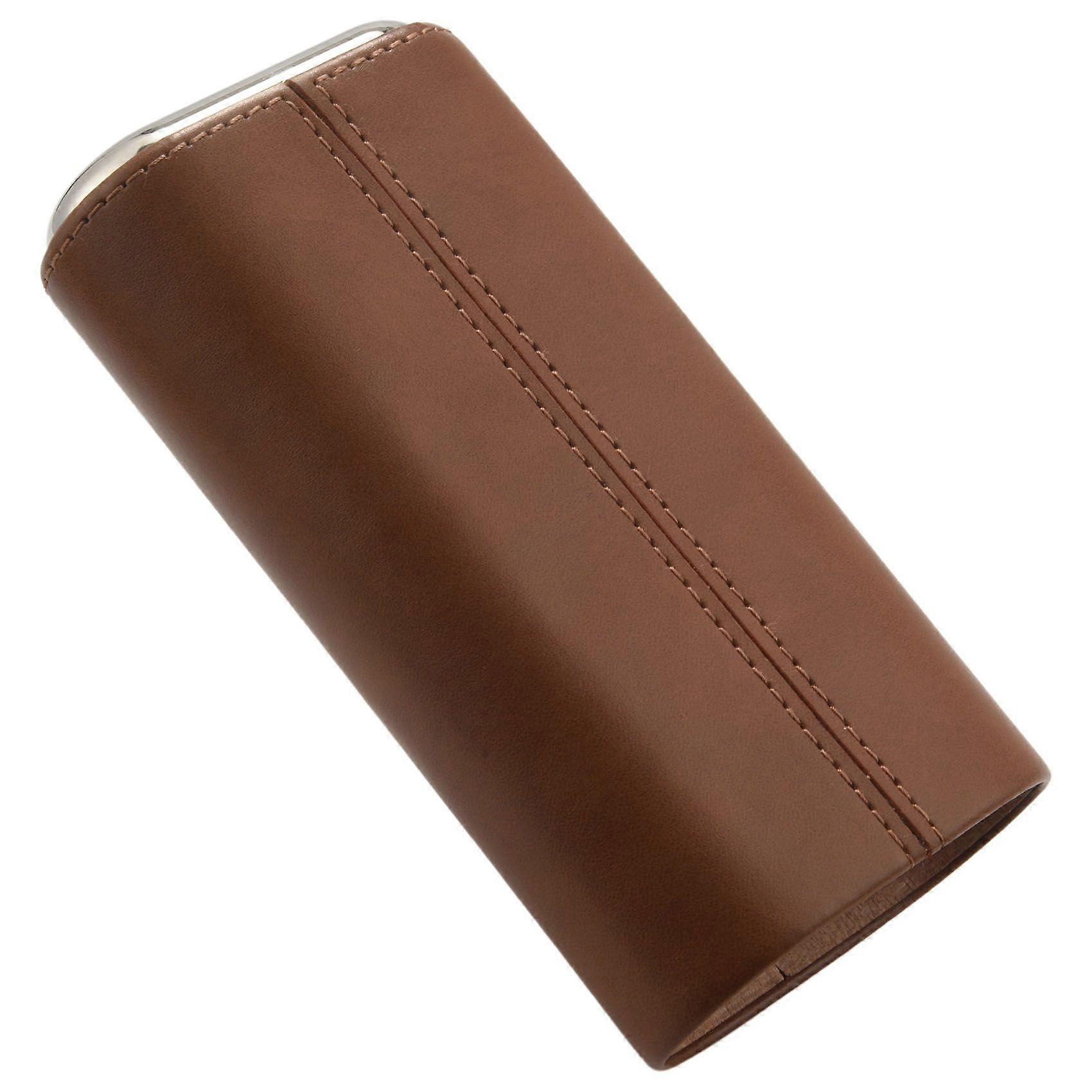 3-Finger Humidors Portable Cigar Box Brown Cigar Leather Case with Cigar Cutter