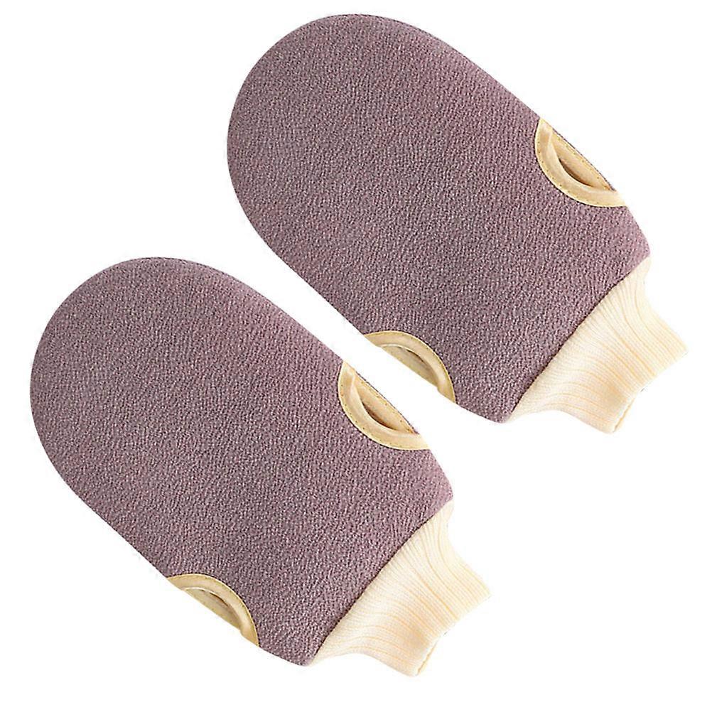 Bath Towel Gloves Exfoliating Gloves for Bathing Use 2Pcs Coffee Color