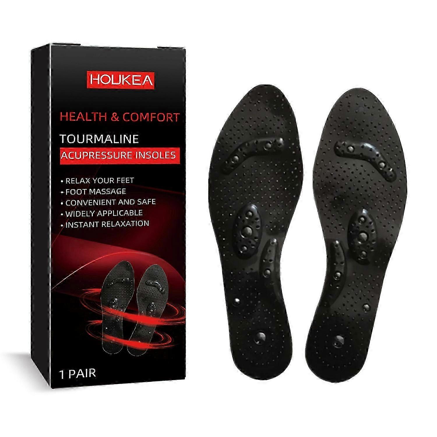 1-6 Pair Tourmaline Acupressure Insoles Foot Massage Relaxation Insoles
