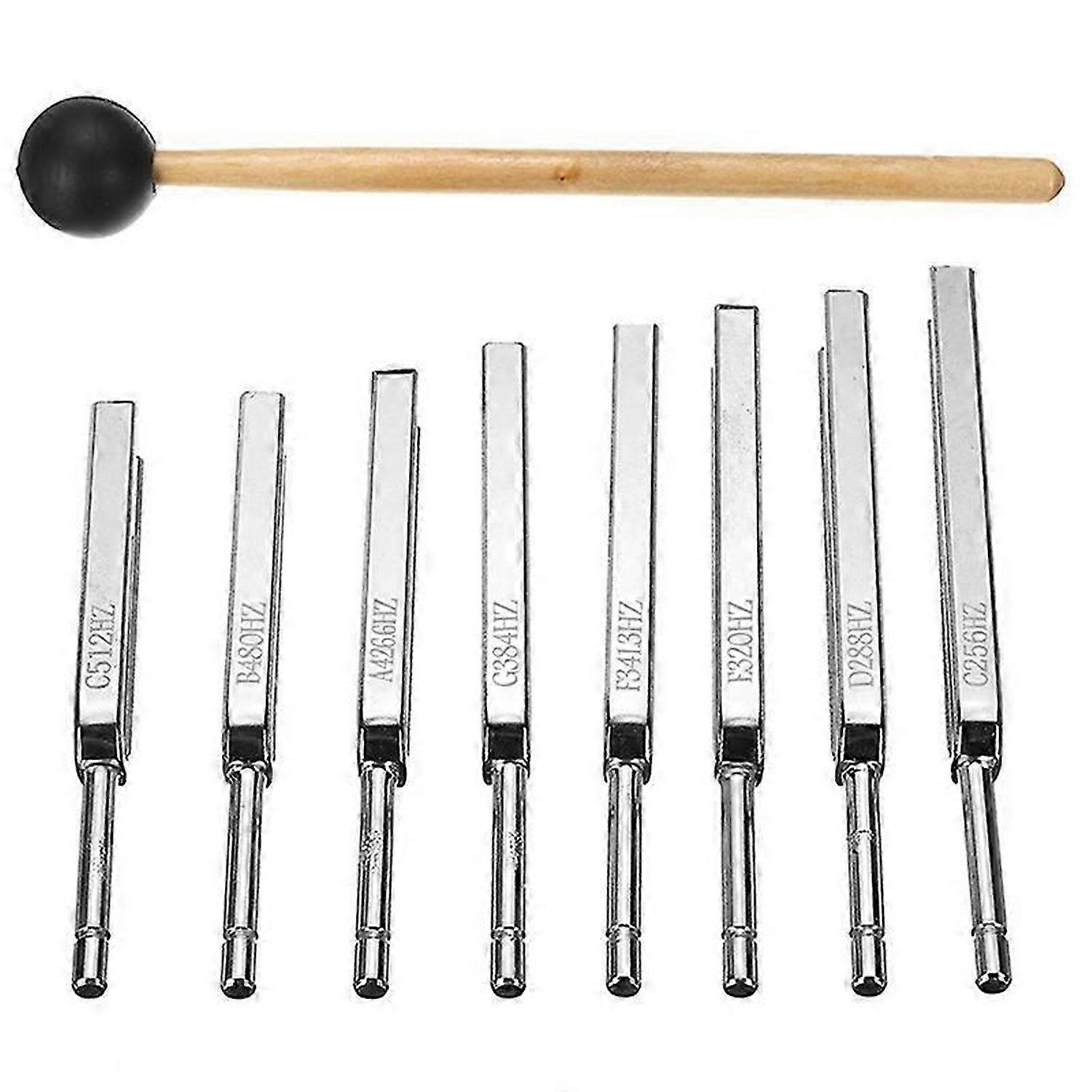256-512HZ Steel Tuning Fork Set Mallet Vibration Therapy Tools