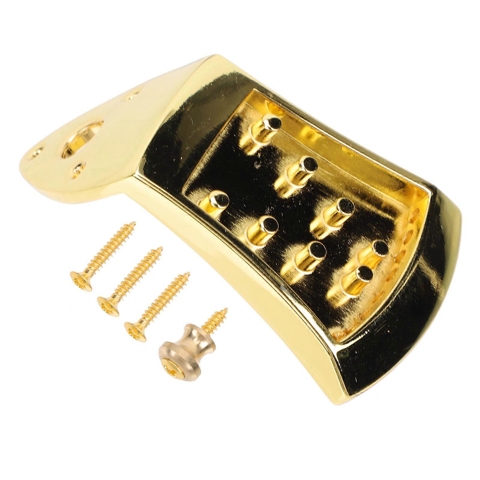 Mandolin Bridge Mandolin Tailpiece for String Fixing 1Set Golden Zinc Alloy
