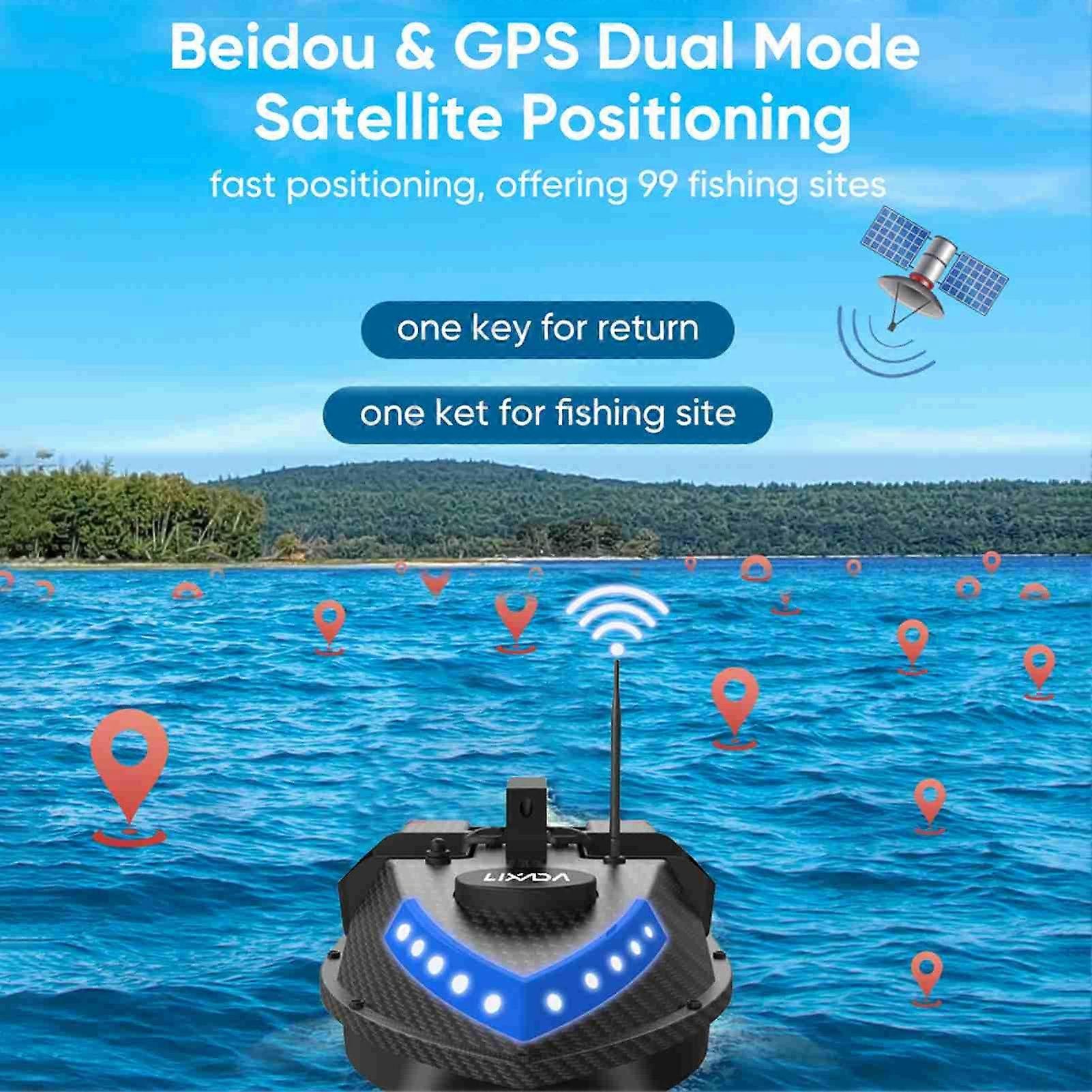 Fishing Bait Boat 99 Baiting Spots 600m Range GPS Remote Control Bait Boat with 7 Color LED Lights