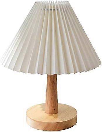 Bedside Table Lamp Pleated Fabric Shade Desk Lamp Nightstand Lamp For Study And Reading Living Room And Bedroom