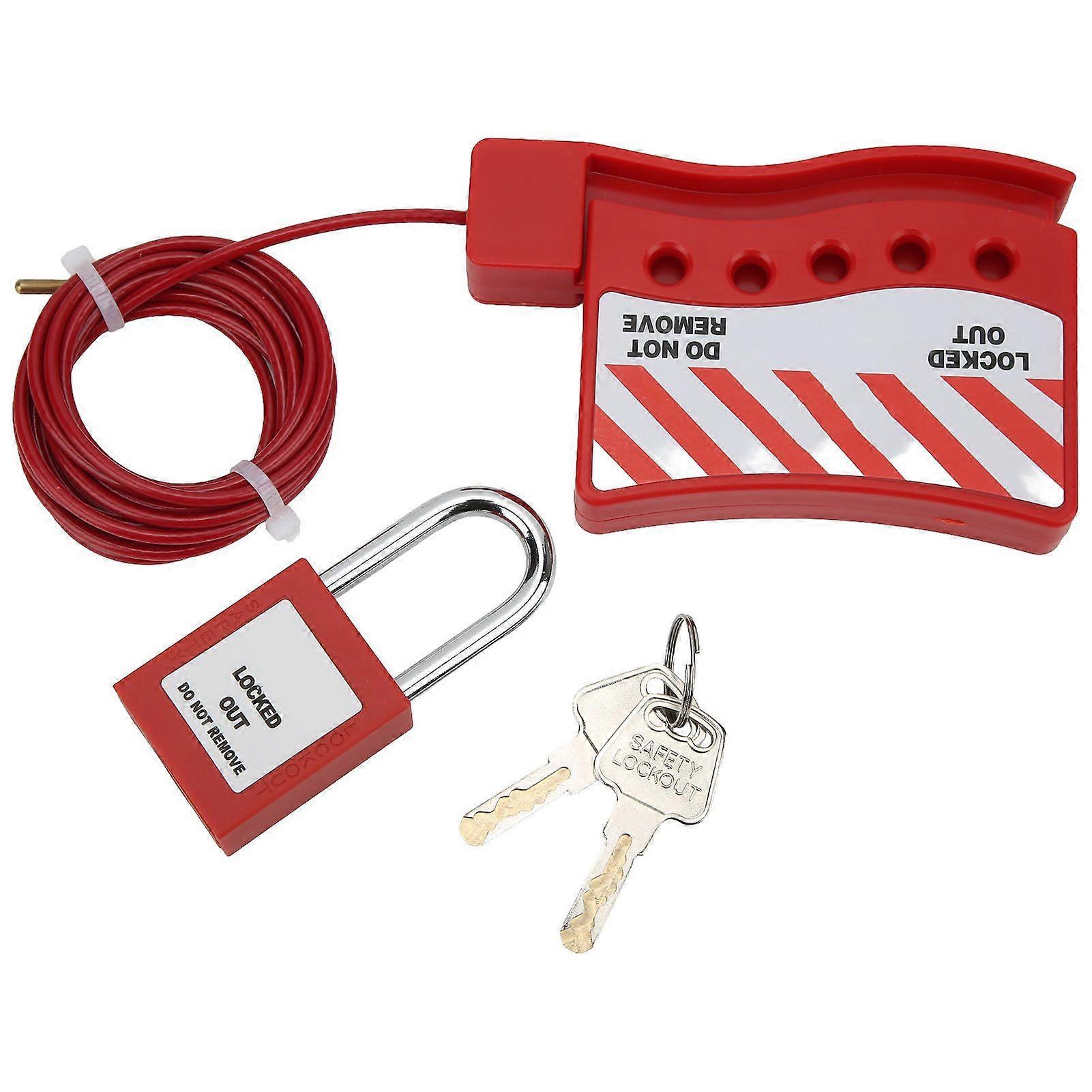 Cable Lock Adjustable Metal Security Cable Lockout with 38mm Padlock for Gate Valve Electrical Cabinet