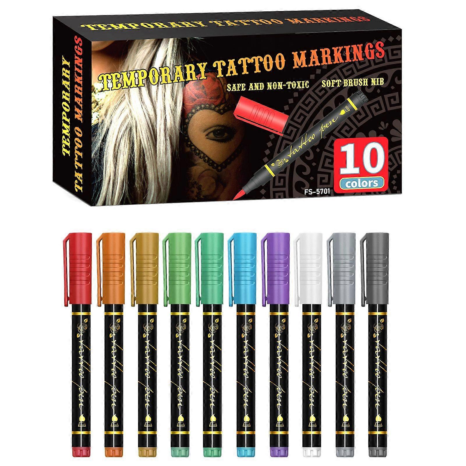 Halloween Temporary Tattoos for Kids Washable Body Paint Markers 10 Colors Easy to Remove for Parties Trick-or-Treat