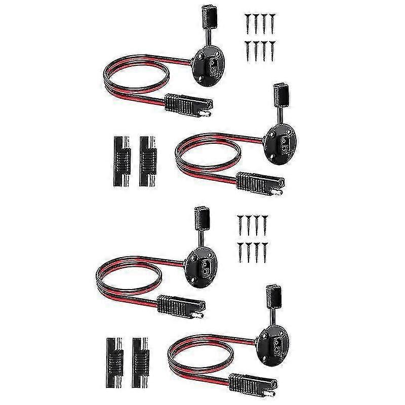 2x Sae Power Socket Side Wall Port Solar Panel Flush Mount Connector Plug Cable For Solar Generator