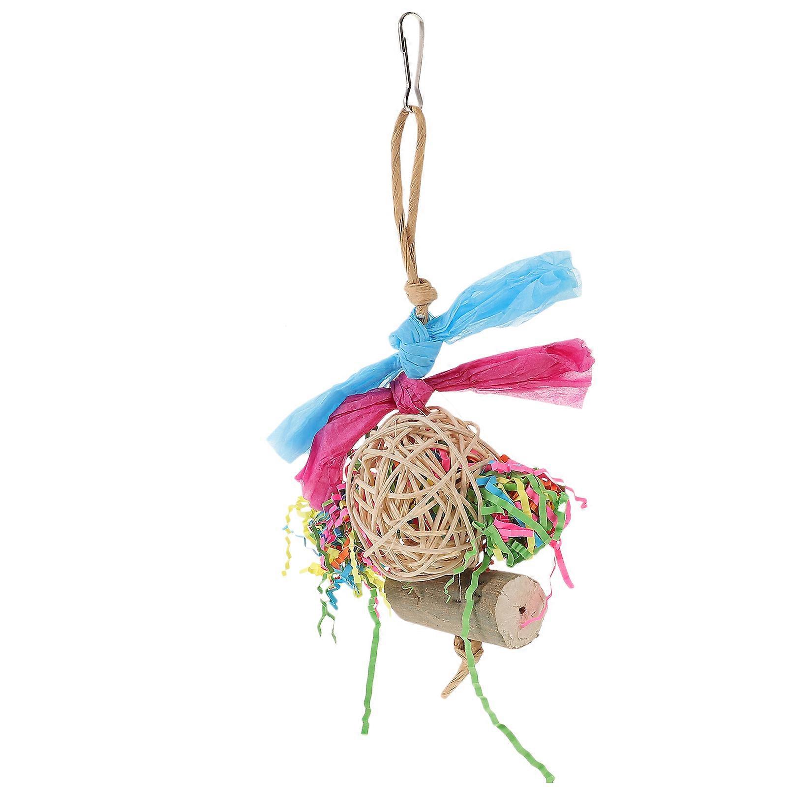 Bird Hanging Chew Toy Wooden Foraging Shred Parrot Cage 4Pcs Pack