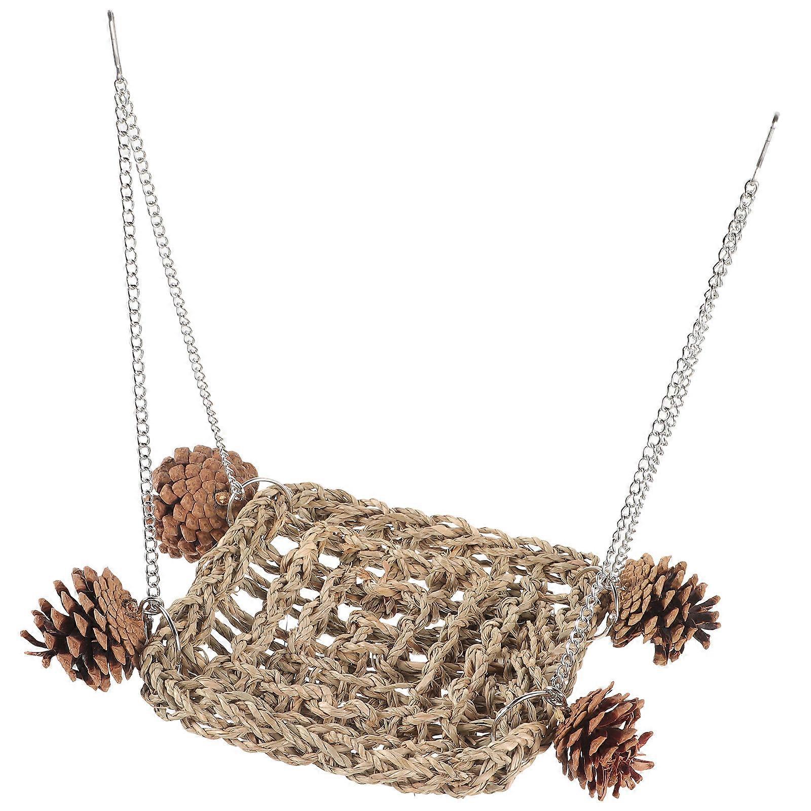 Light Brown Bird Hammock Parrot Swing Toy for Hanging 3Pcs Set