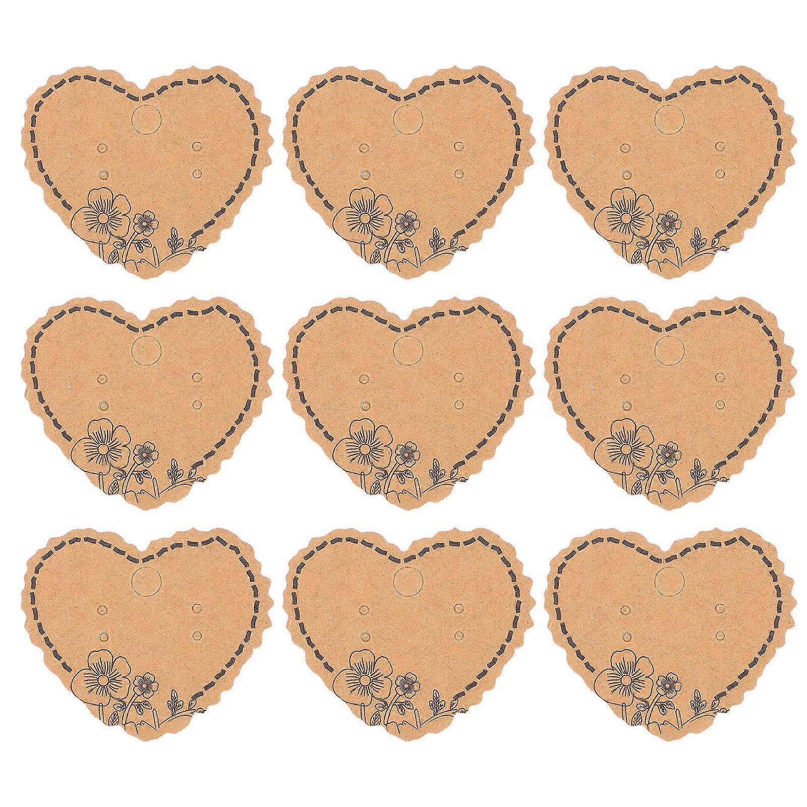 Ear Ring Packaging Heart Shape Kraft Paper Cards for Storage 100Pcs Earring