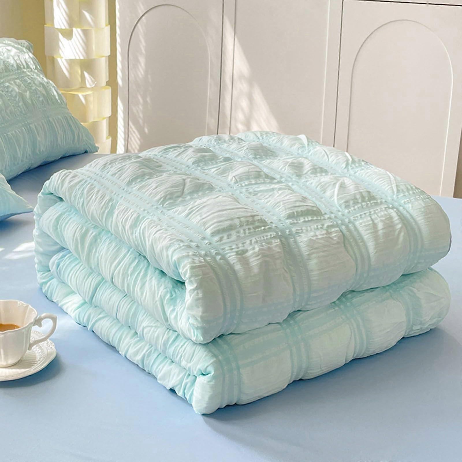Seersucker Thin Quilt Queen Full Size Lightweight Blanket 150x200 Soft Breathable Summer Cooling All Seasons Color C