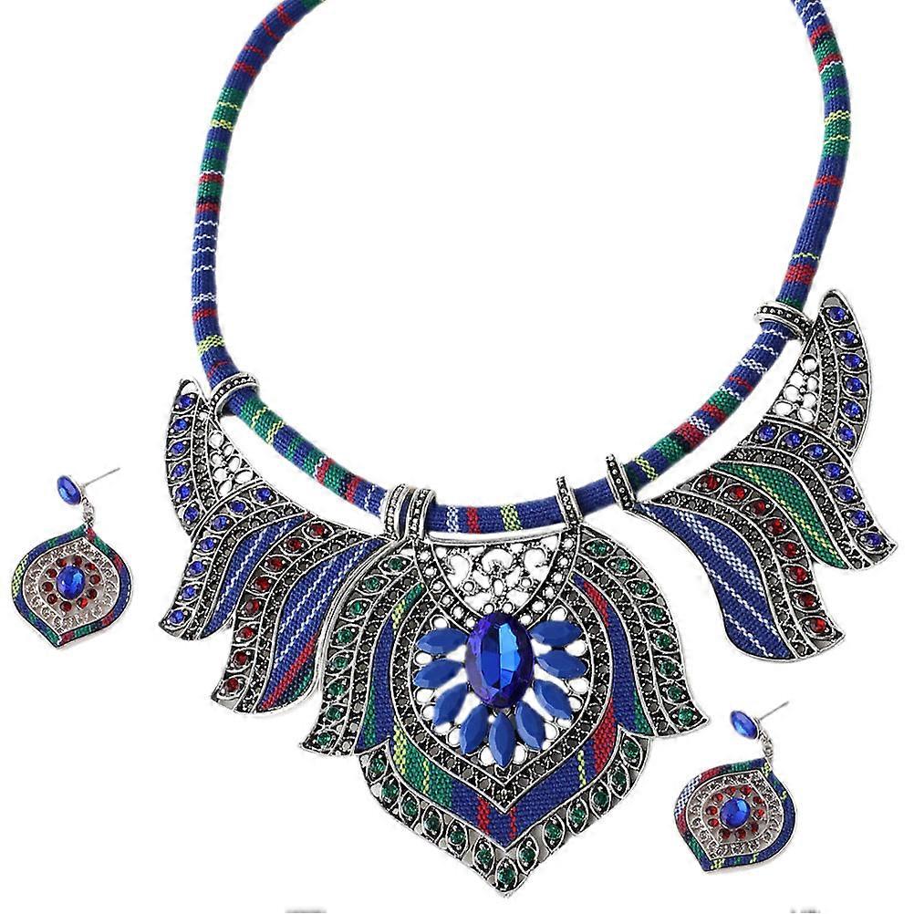 Earrings And Necklace Set Bohemian Jewelry Costume Jewelry Set for Women Evening Party Alloy 14x7.5cm 1Set