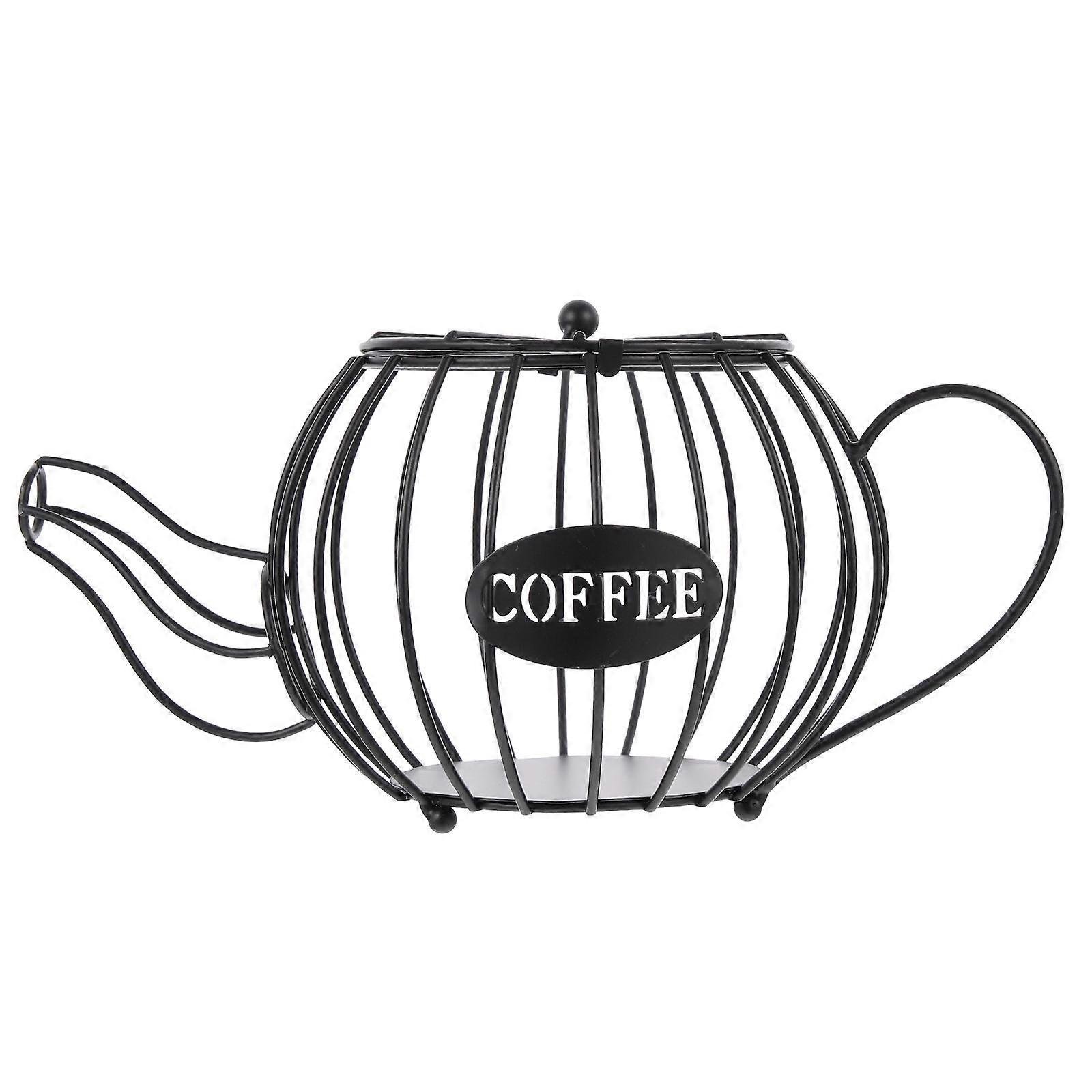 Coffee Storage Holder Iron Basket for Convenient Storage 2Pcs Black Container