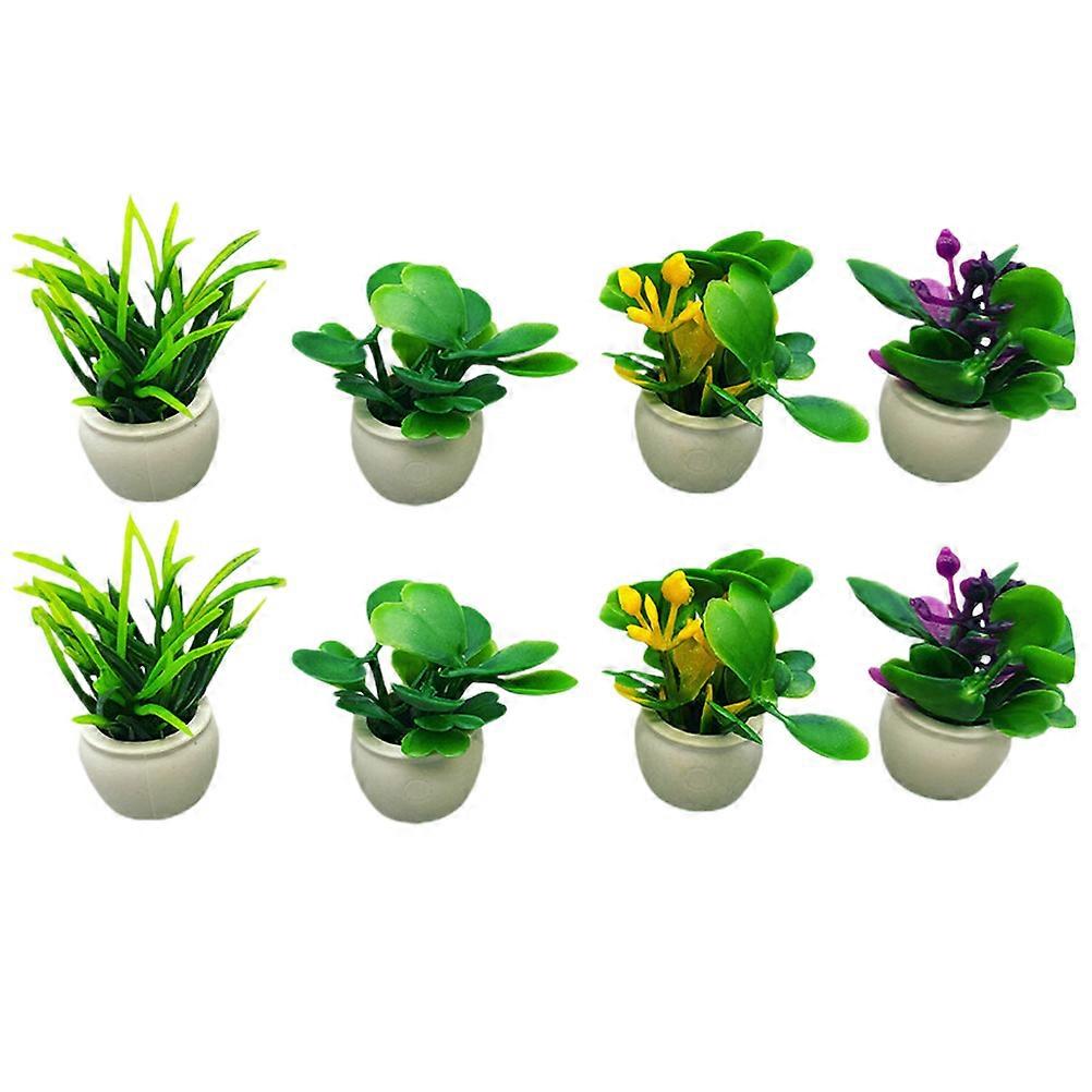 Lifelike Mini Potted Plants Table Decorations Compact Size Scene Layout 8Pcs