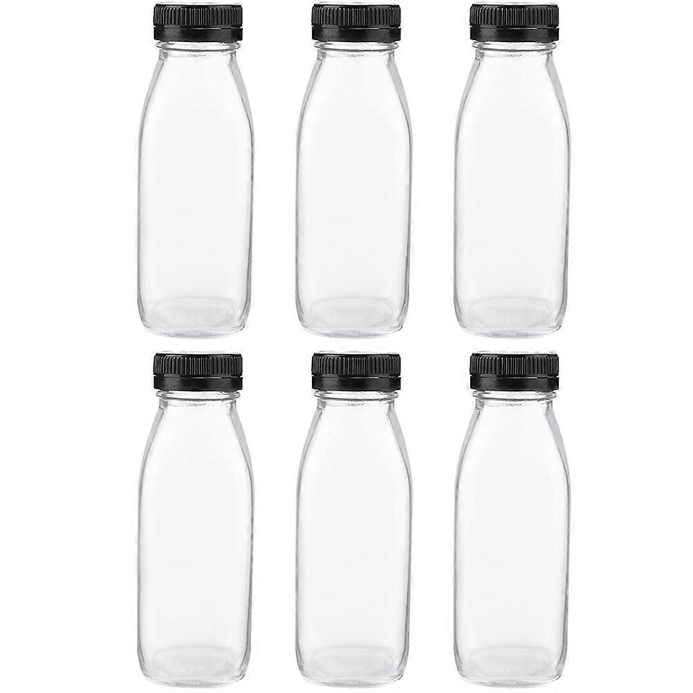 Glass Juice Bottles Clear Glass Empty Bottles for Storage 6Pcs Transparent