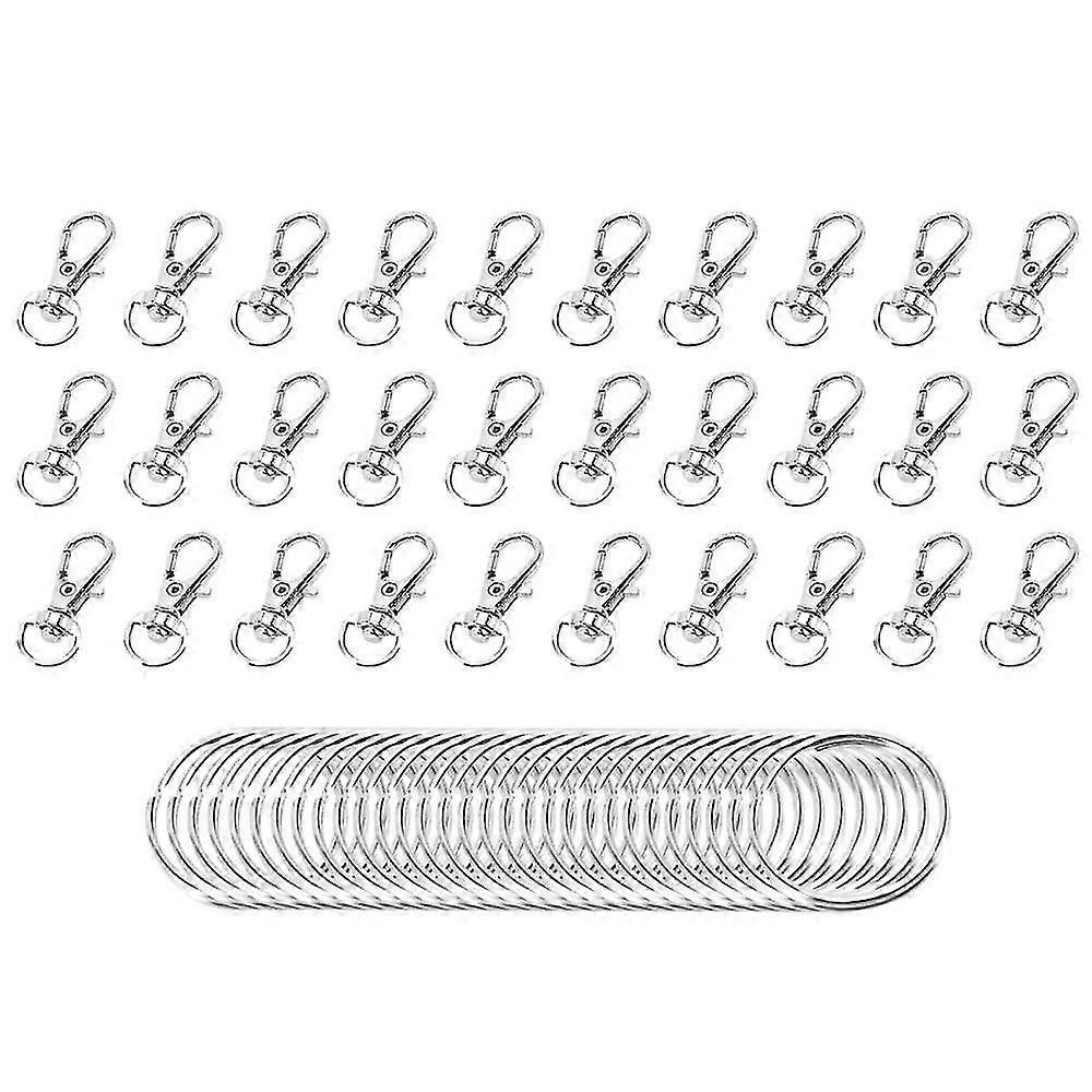 60 Pieces Key Ring Clip Hooks Twist Locks Lanyard Snap Hooks With Split Key Rings (silver)