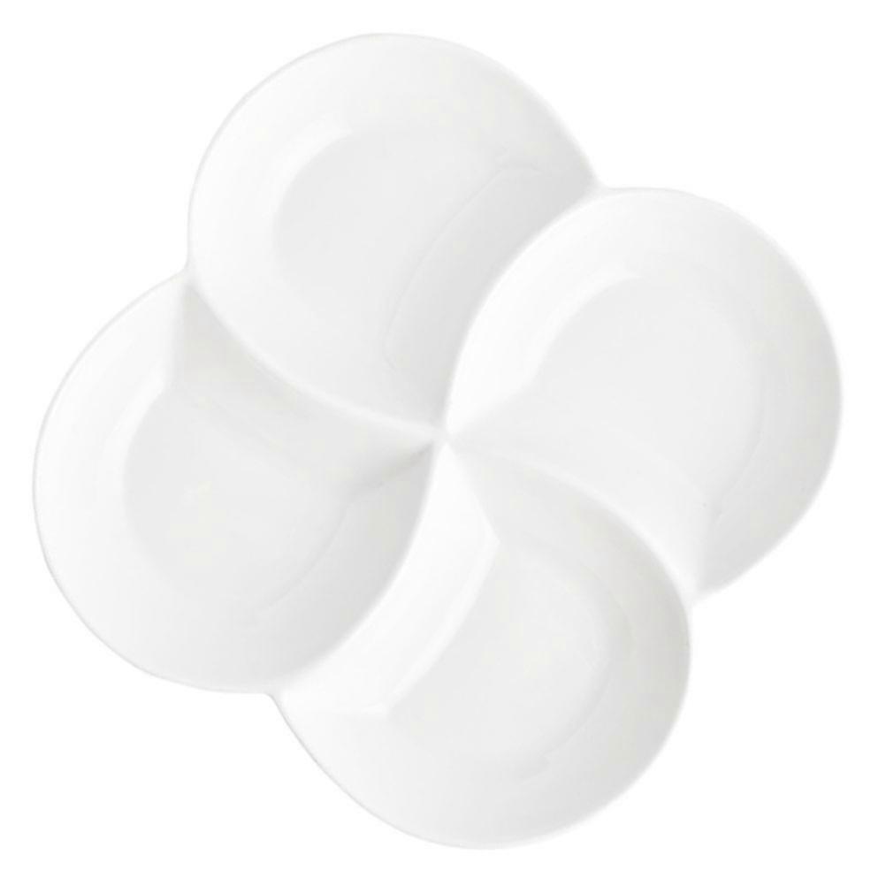 Ceramic Snack Sorting Plate Rectangular with Compartments for Primary School Use White Ceramic Material for Snack Serving 1Pcs