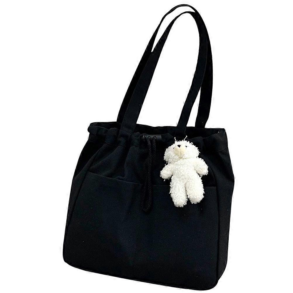 Canvas Shoulder Bag Large Capacity for Storage 2Pcs Portable Shopping Pouch