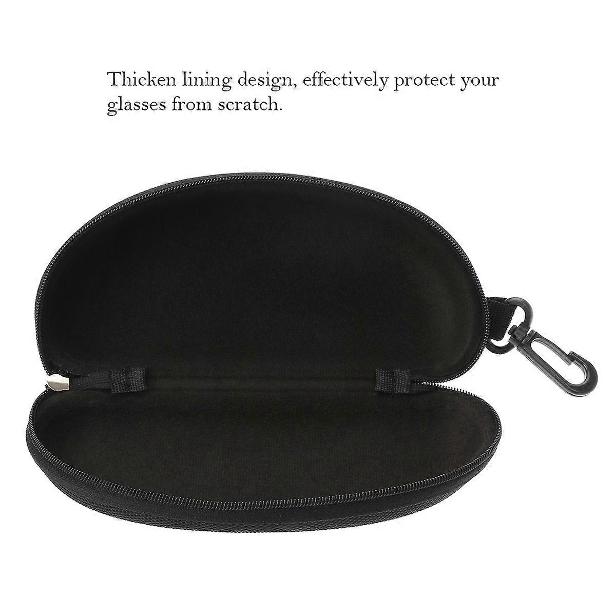 Glasses Box with Hook Protective Zipper Hard Case 3Pcs Black