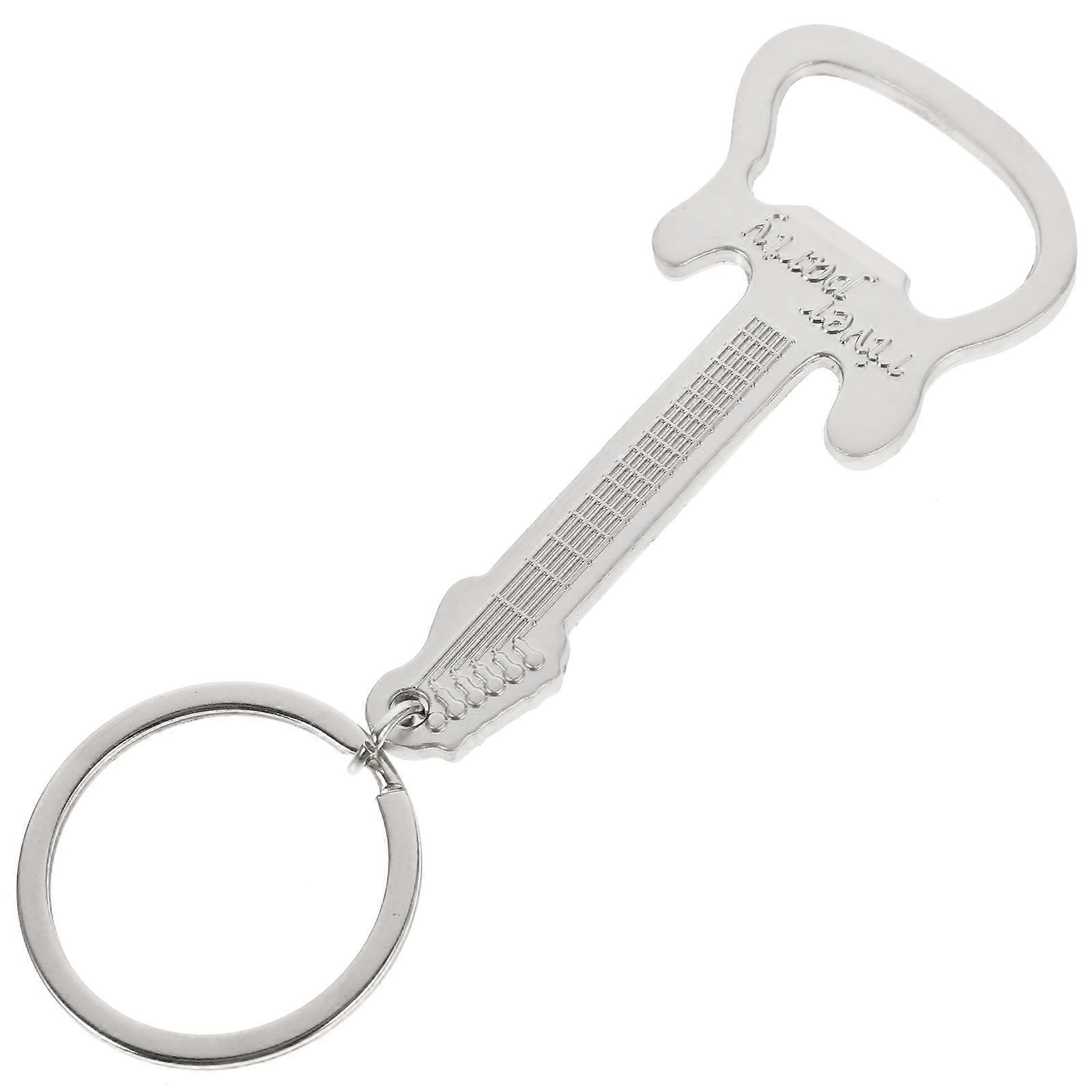 Silver Guitar Keychain Bottle Opener for Beverage Opening 5Pcs Set