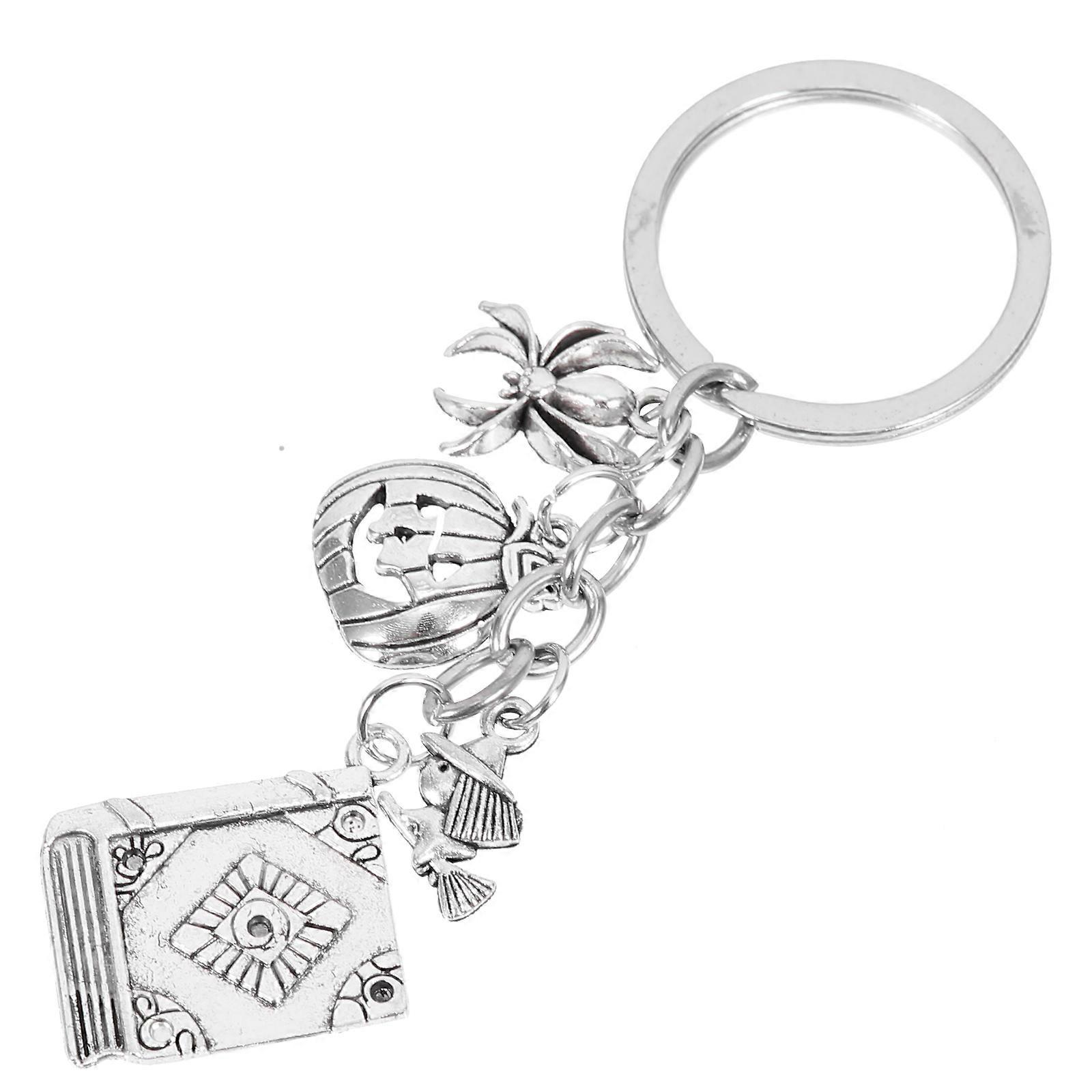Witch Charm Key Ring Halloween Keychain with Pumpkin and Spider Theme