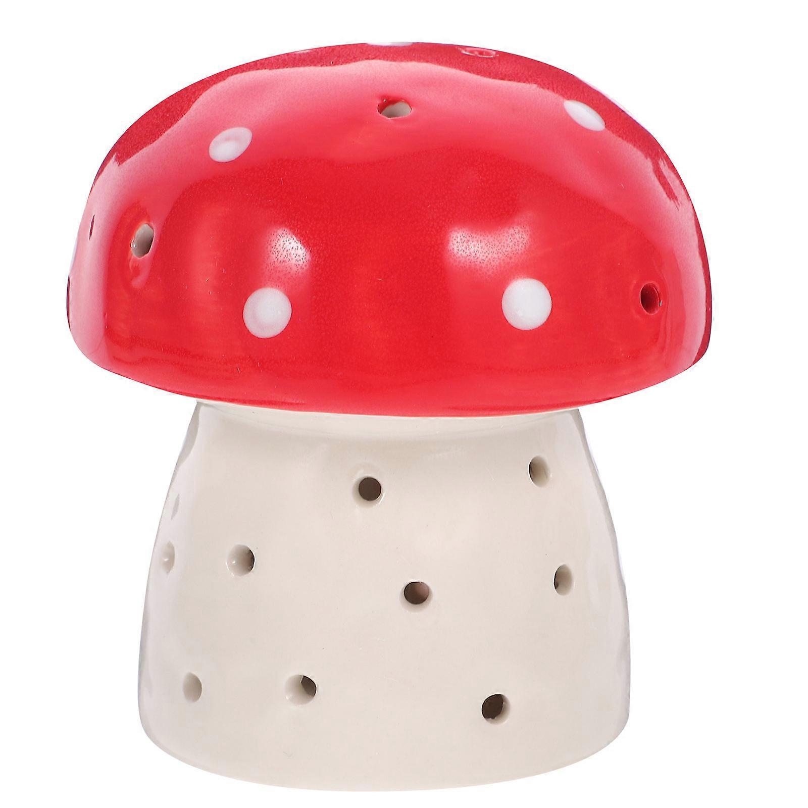 Mushroom Night Light Ceramic Desk Lamp for Home Use Red