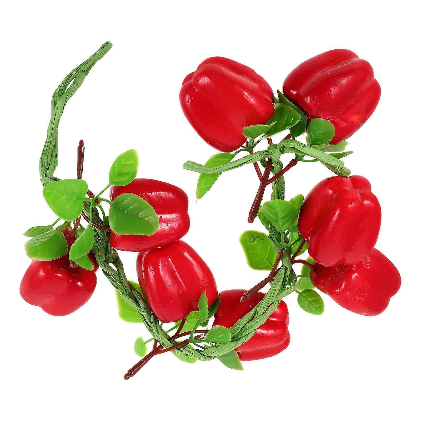 Artificial Chili Decor Fake Chili Strings for Decoration 2 Strings