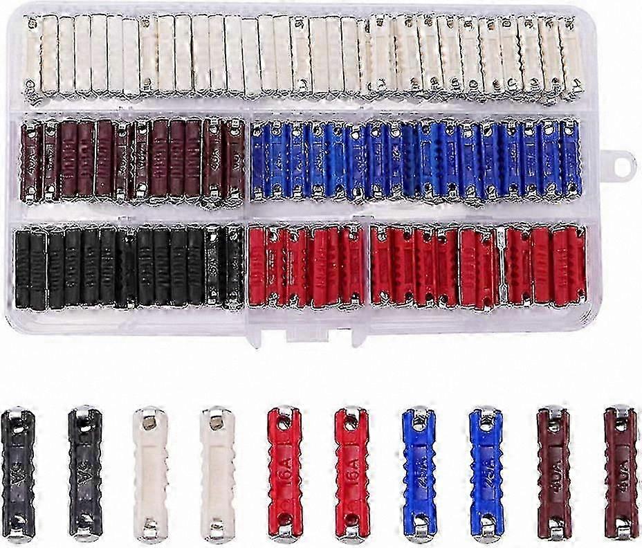 200 Pieces Torpedo Fuses for Automobiles, Replacement Fuse Kit with 5A 8A 16A 25A 40A Ratings, Type A-D SZRG Style