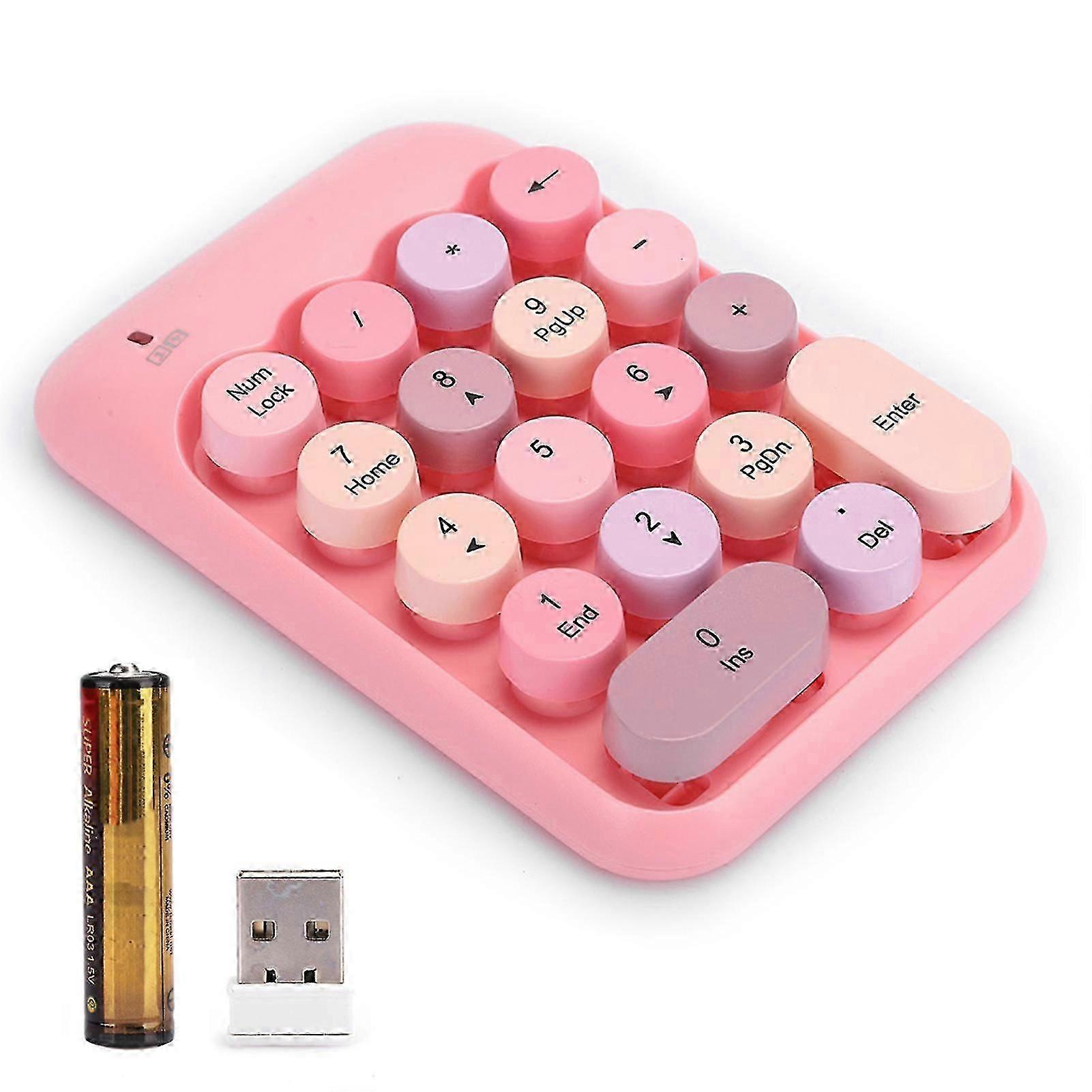 2.4G Wireless Numeric Keypad - Vintage Colorful Round Cap, Waterproof, 18-Keys for Financial Accounting