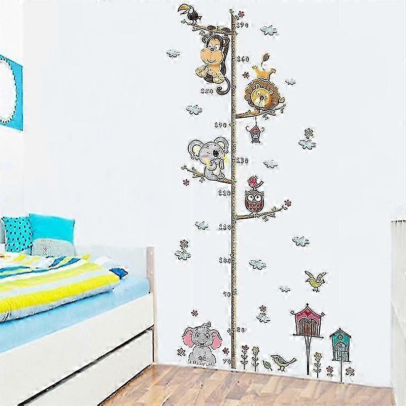 Cartoon Animals Height Measure Wall Sticker