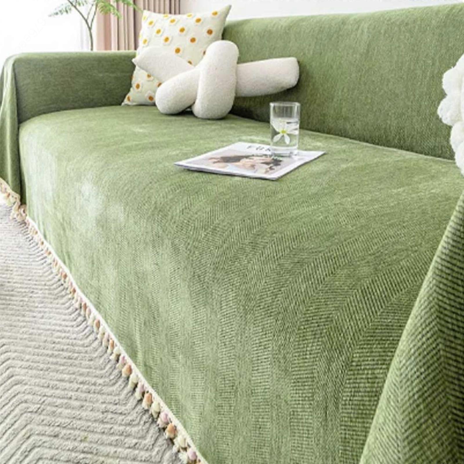Extra Large Throws For 4Seater Sofas And Settees, Green 180x340 Cm