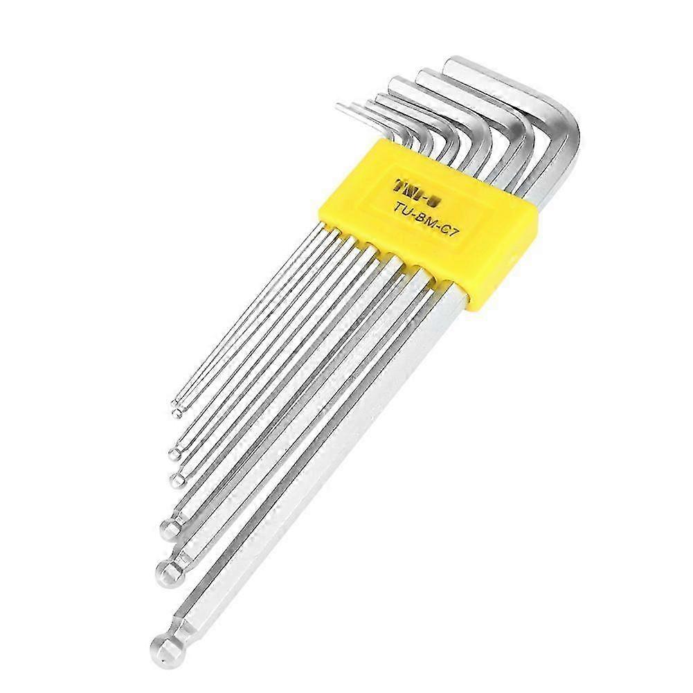 7PCS Extended Ball End Hex Key L-Wrench Set Professional Repairing Kit Hand Tool